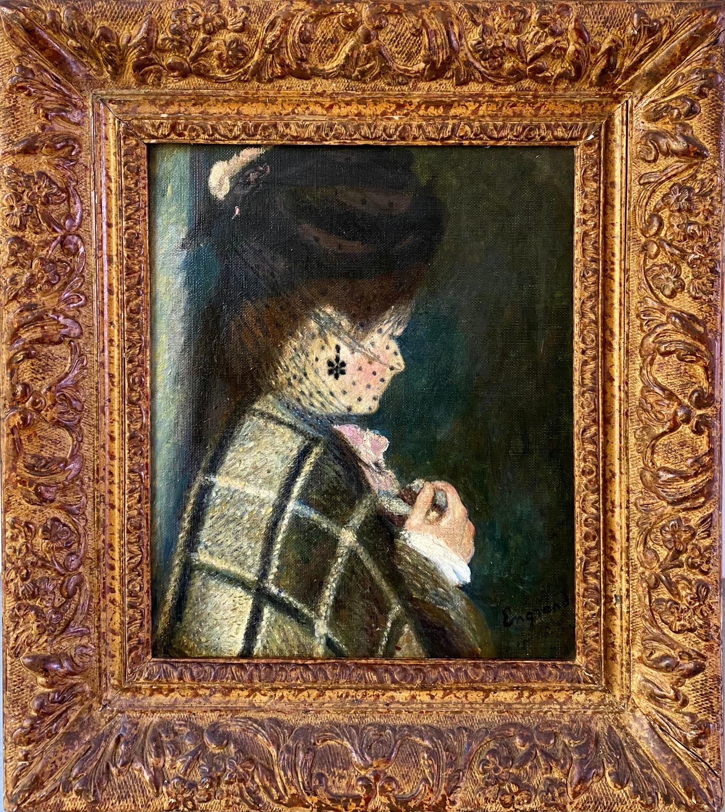 Auguste Renoir Figurative Painting - French impressionist portrait painting - Femme en profil - female artist Paris