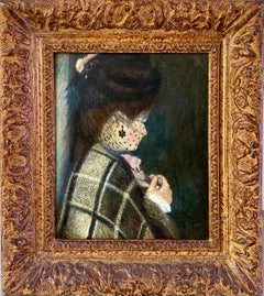 French impressionist portrait painting - Femme en profil - female artist Paris