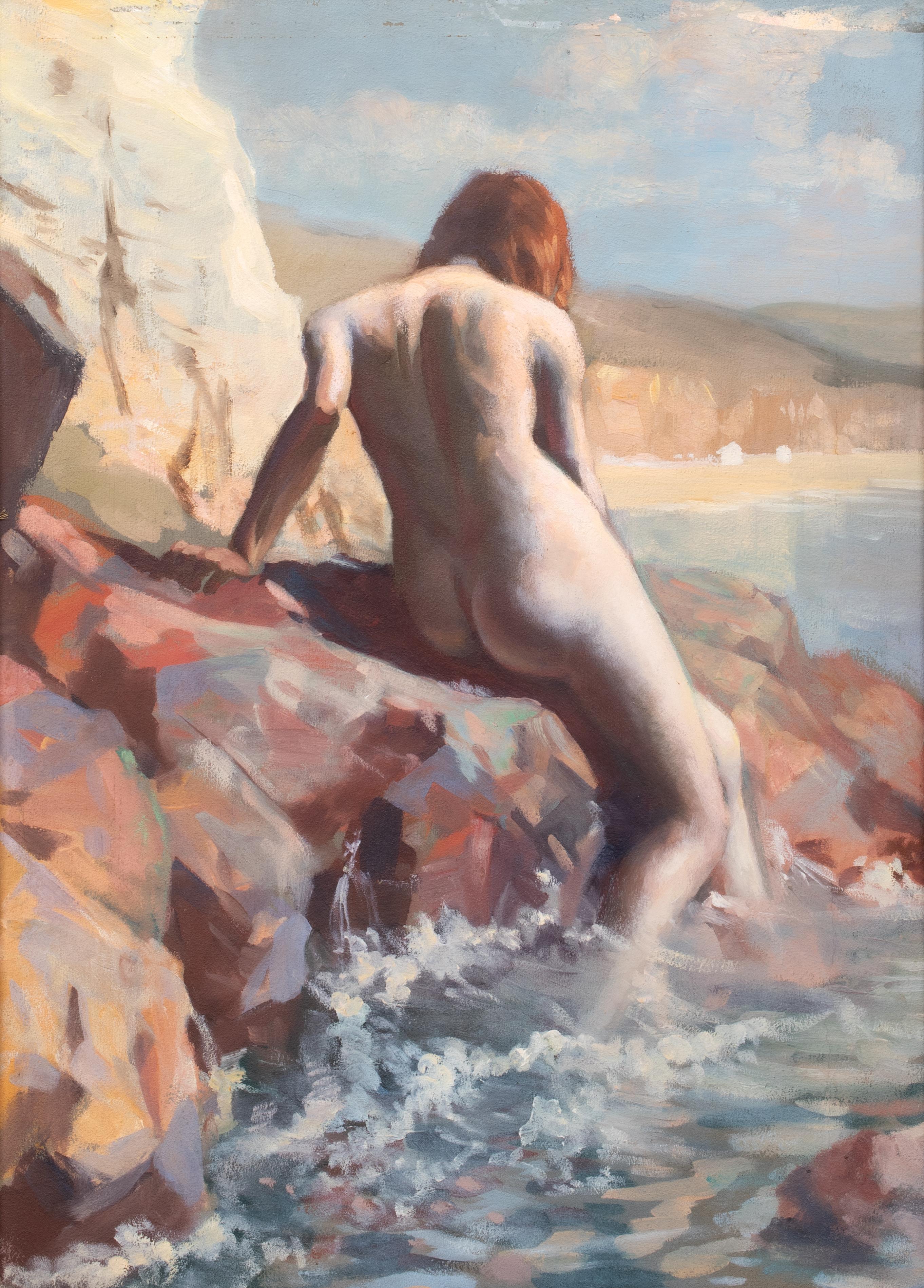 Nude On The Rocks, early 20th Century 

by A K Maxwell - circle of Pierre-Auguste Renoir (1841-1919)

Large circa 1920's British School portrait of a red haired nude upon the rocks of the English coast, oil on artists board by A K Maxwell. Excellent