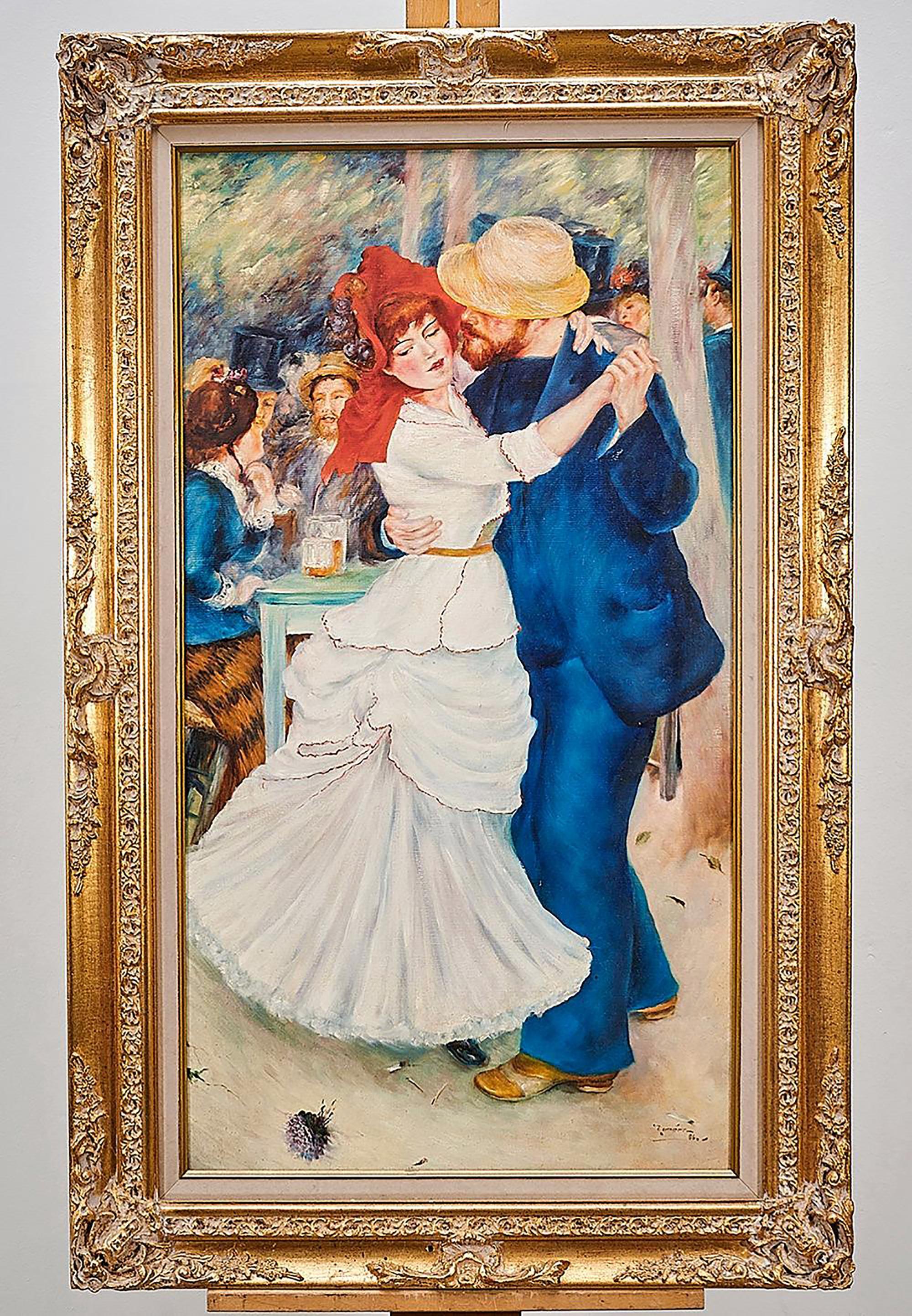 Auguste Renoir Figurative Painting - Original Figurative Oil Painting After Renoir DANCE AT BOUGIVAL