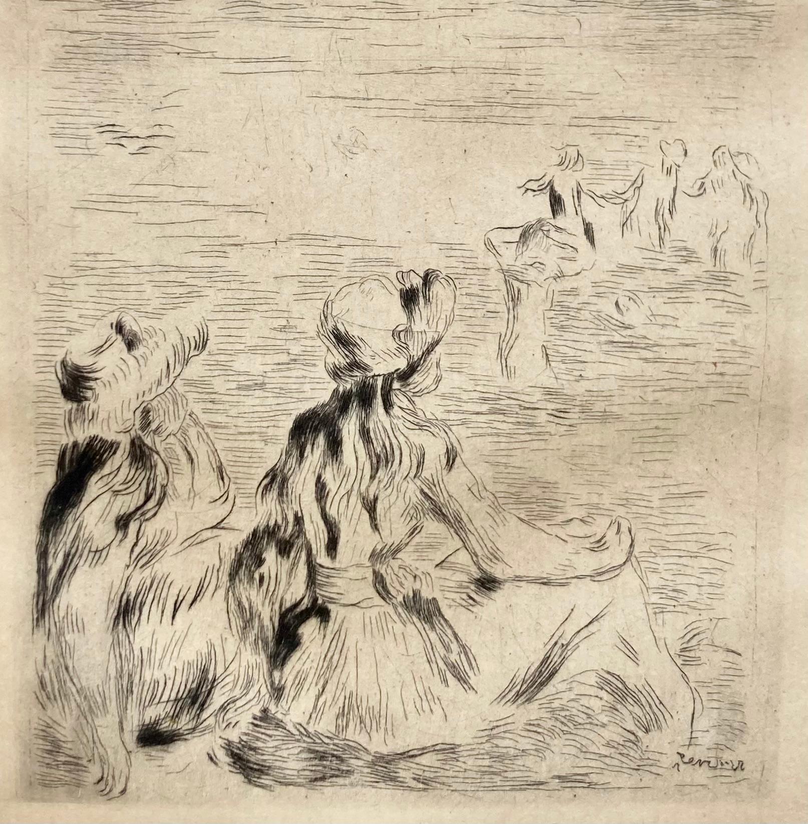 Figurative Print de Auguste Renoir - SUR LA PLAGE, a BERNEVAL