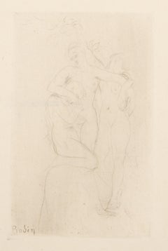 Ames du Purgatoire State Two, Impressionist Etching by Auguste Rodin