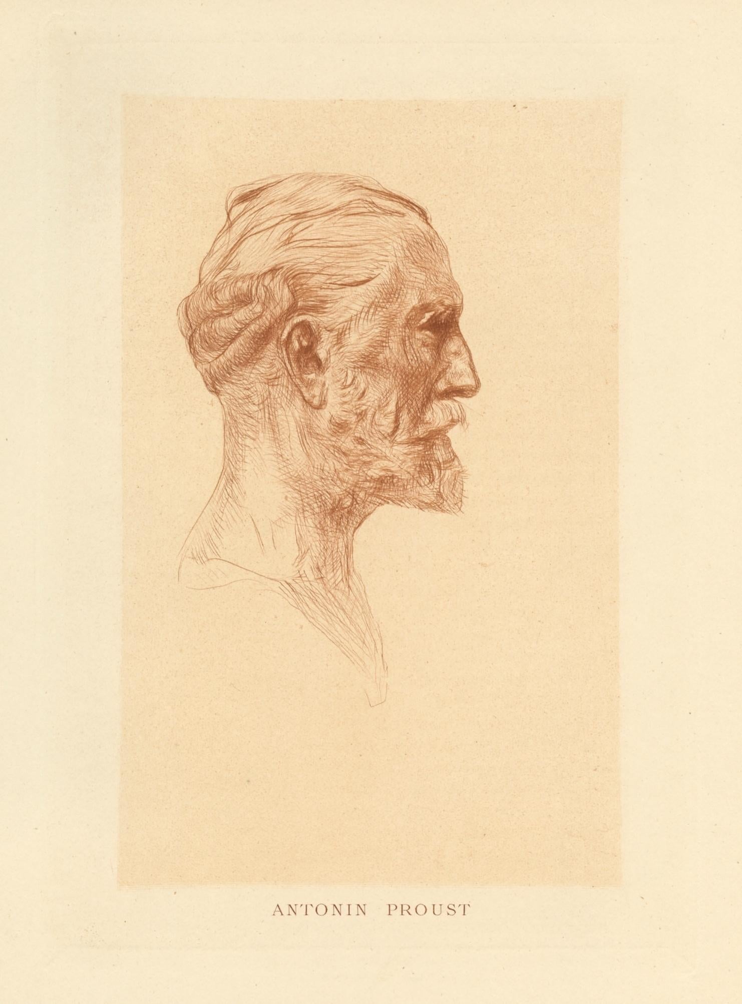 Portrait Print di Auguste Rodin - "Antonin Proust" puntasecca originale