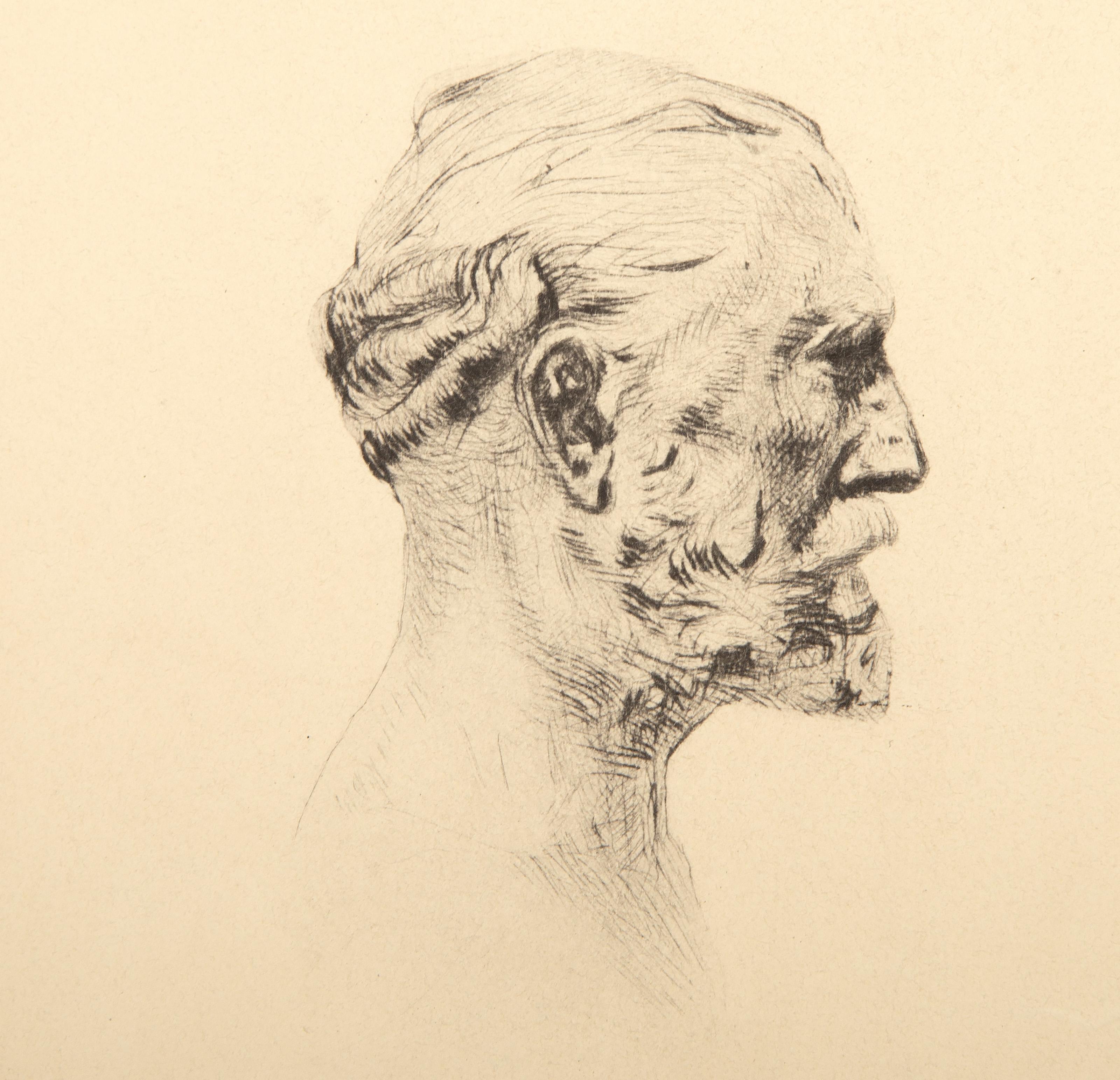 Antonin Proust State Five, Impressionist Etching by Auguste Rodin For Sale 1