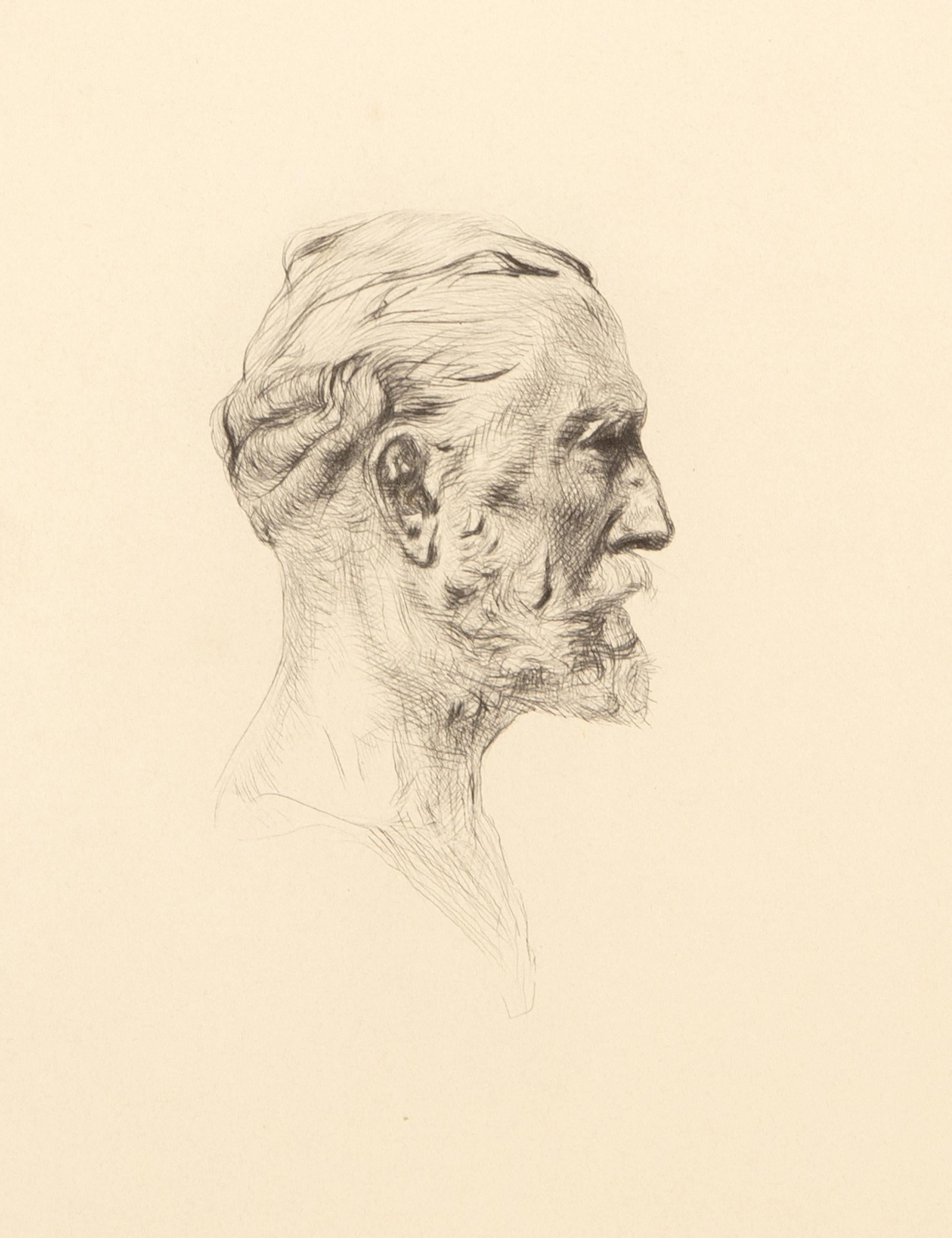  Auguste Rodin, French (1840 - 1917) - Antonin Proust (State Six), Year: 1884-1888, Medium: Etching, Image Size: 4.5 x 3 inches, Size: 14.25 x 10.75 in. (36.2 x 27.31 cm), Reference: Thorson 61, Description: From the collection of the late Larry