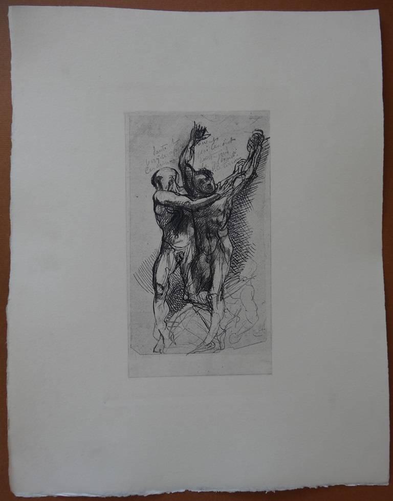 Dante & Virgilus - Etching, (Ed. Goupil, 1897) - Print by Auguste Rodin
