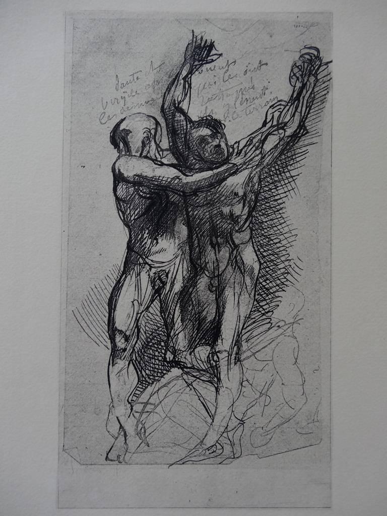 Auguste Rodin Figurative Print - Dante & Virgilus - Etching, (Ed. Goupil, 1897)