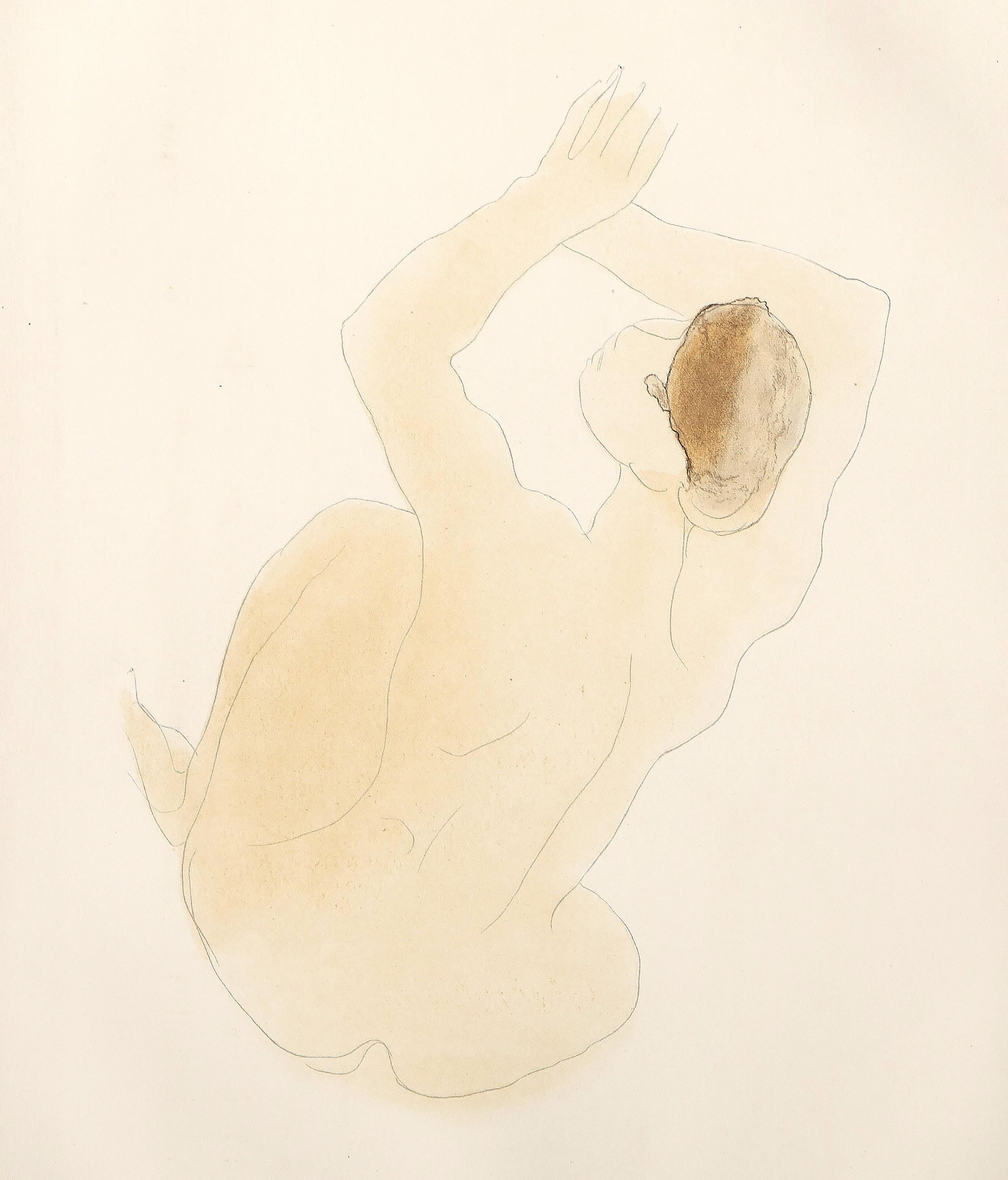 Jardin des soucoupes, lithographie impressionniste d'Auguste Rodin