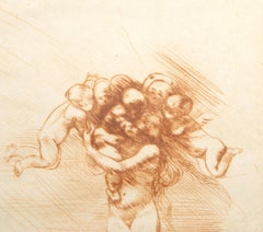 Le Printemps II (Red-Brown), Impressionist Etching by Auguste Rodin