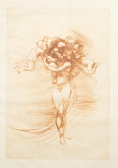 Le Printemps II (Red-Brown), Impressionist Etching by Auguste Rodin