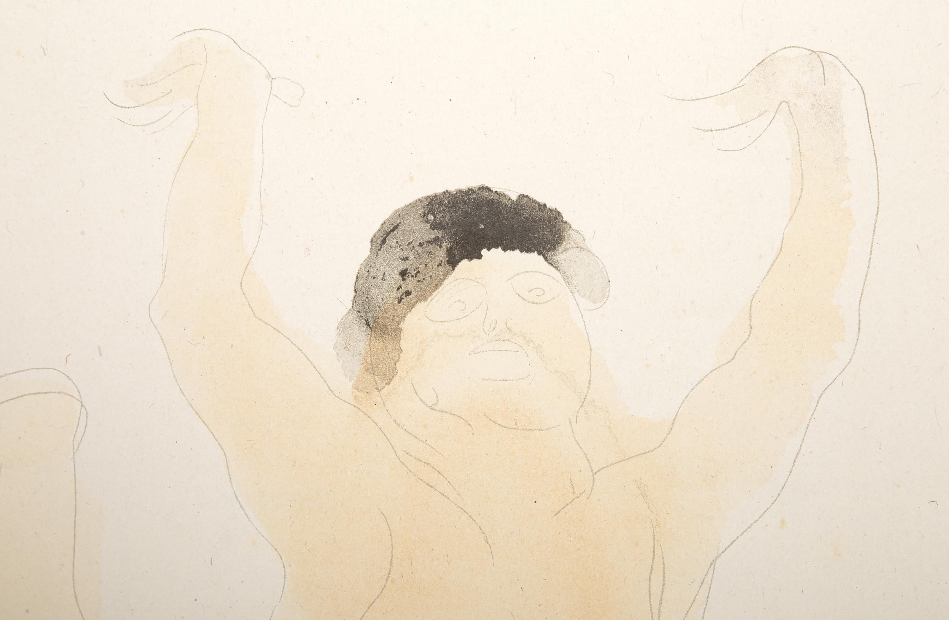 Acróbata masculino, litografía impresionista de Auguste Rodin en venta 1
