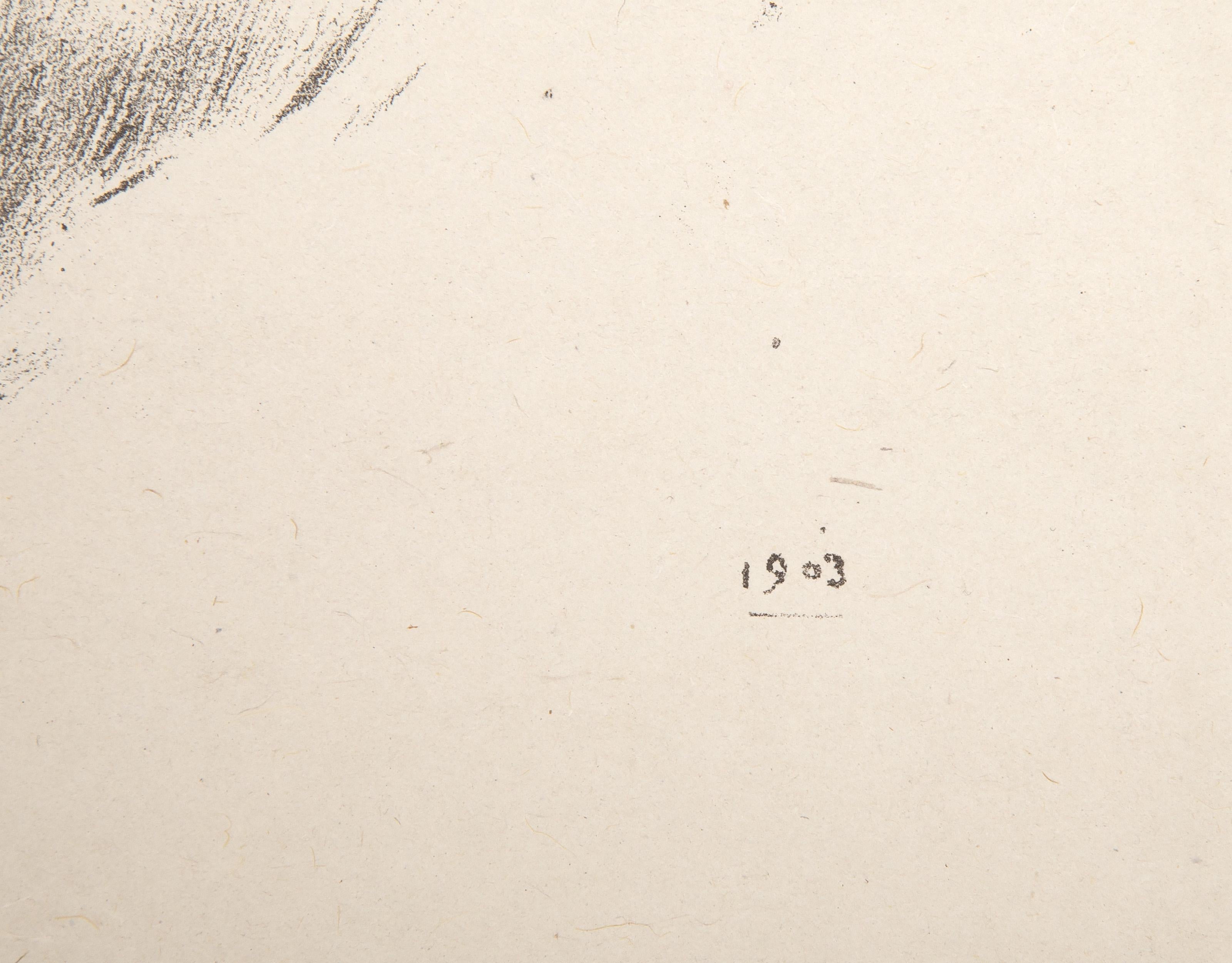 Uomo rivolto a sinistra, litografia impressionista di Auguste Rodin in vendita 1