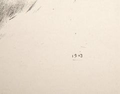 Man Facing Left, Impressionist Lithograph by Auguste Rodin