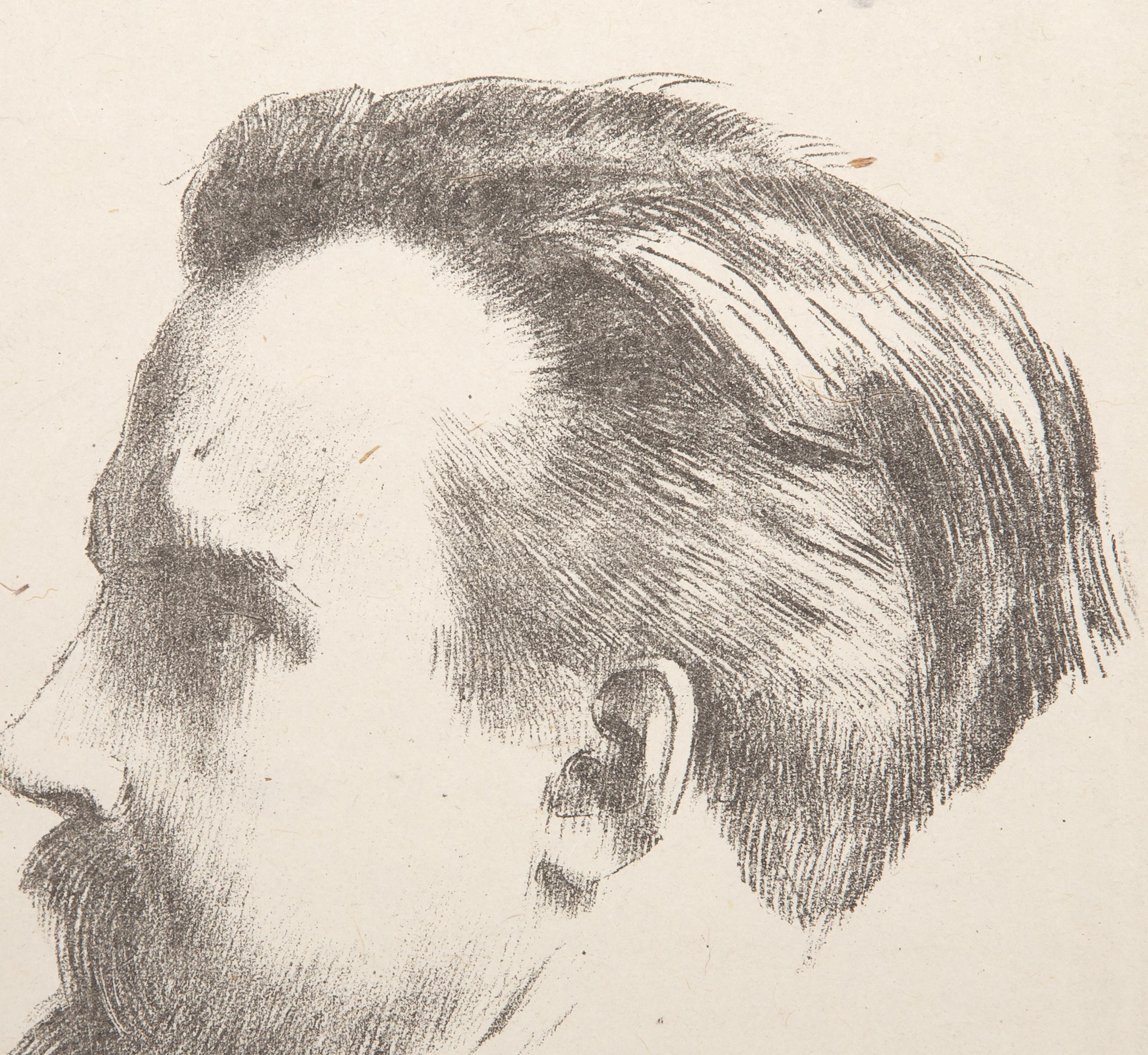 Uomo rivolto a sinistra, litografia impressionista di Auguste Rodin in vendita 2