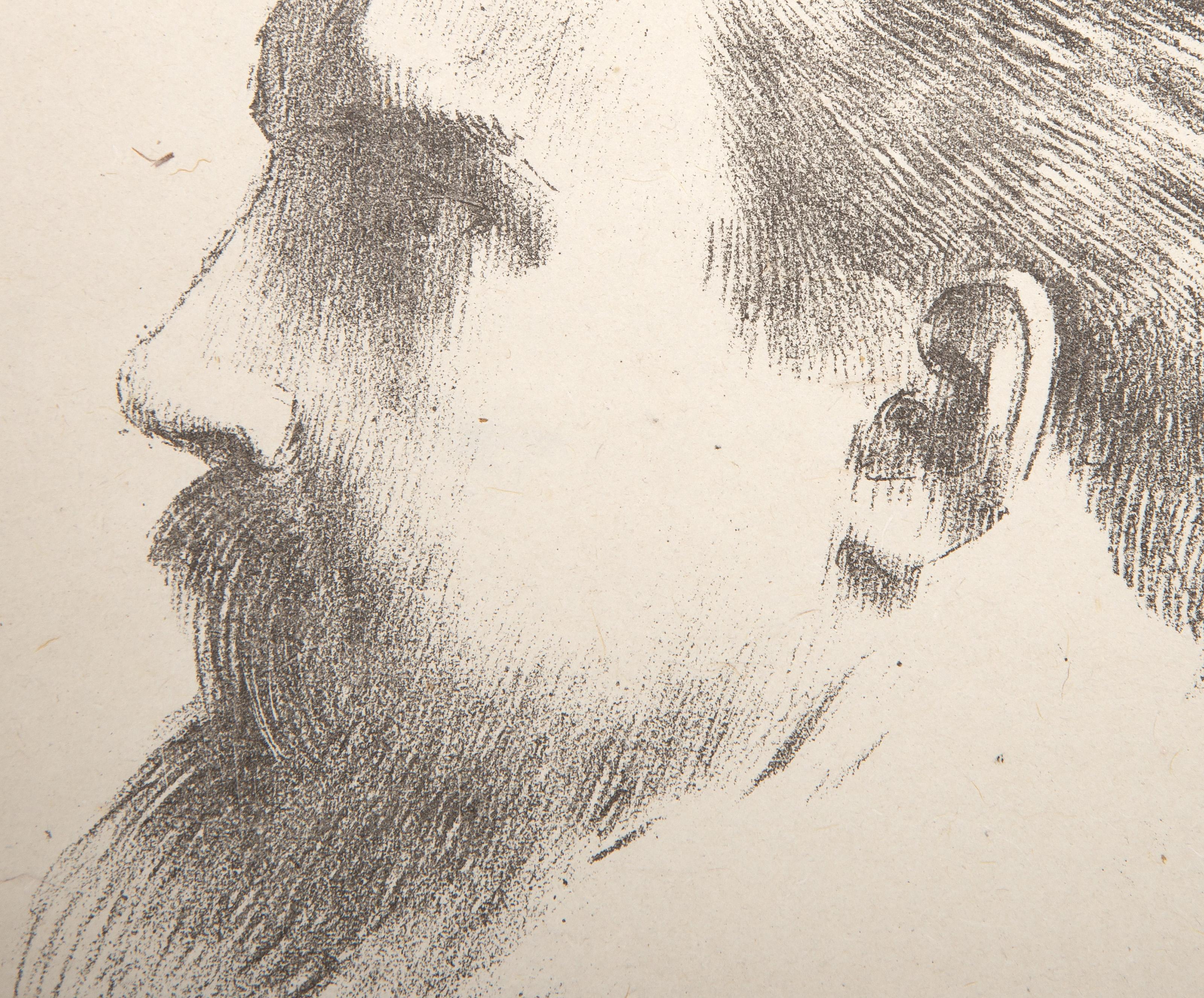 Uomo rivolto a sinistra, litografia impressionista di Auguste Rodin in vendita 3