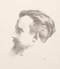 Uomo rivolto a sinistra, litografia impressionista di Auguste Rodin