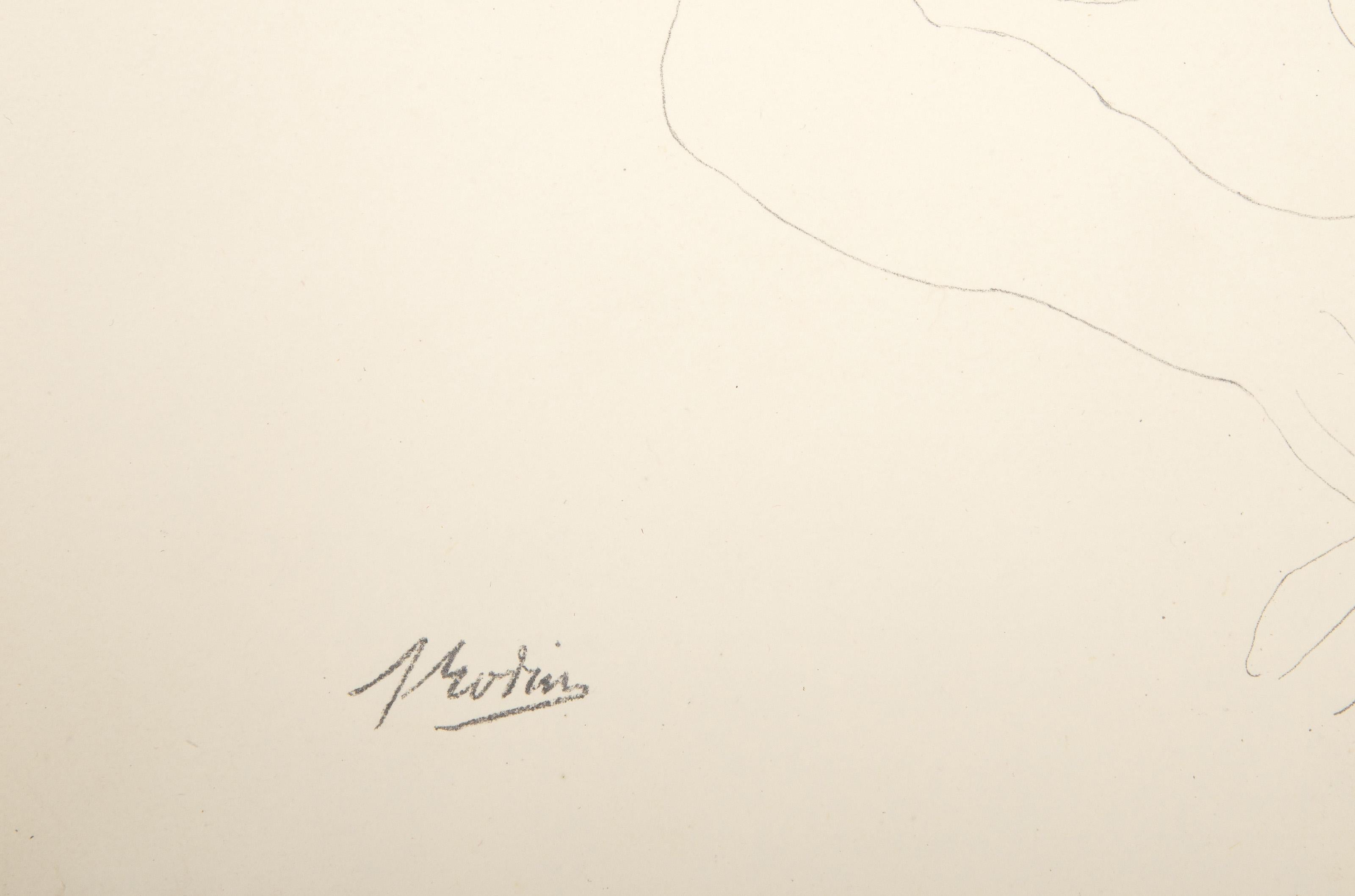 Mujer desnuda tumbada boca abajo, litografía impresionista de Auguste Rodin en venta 1
