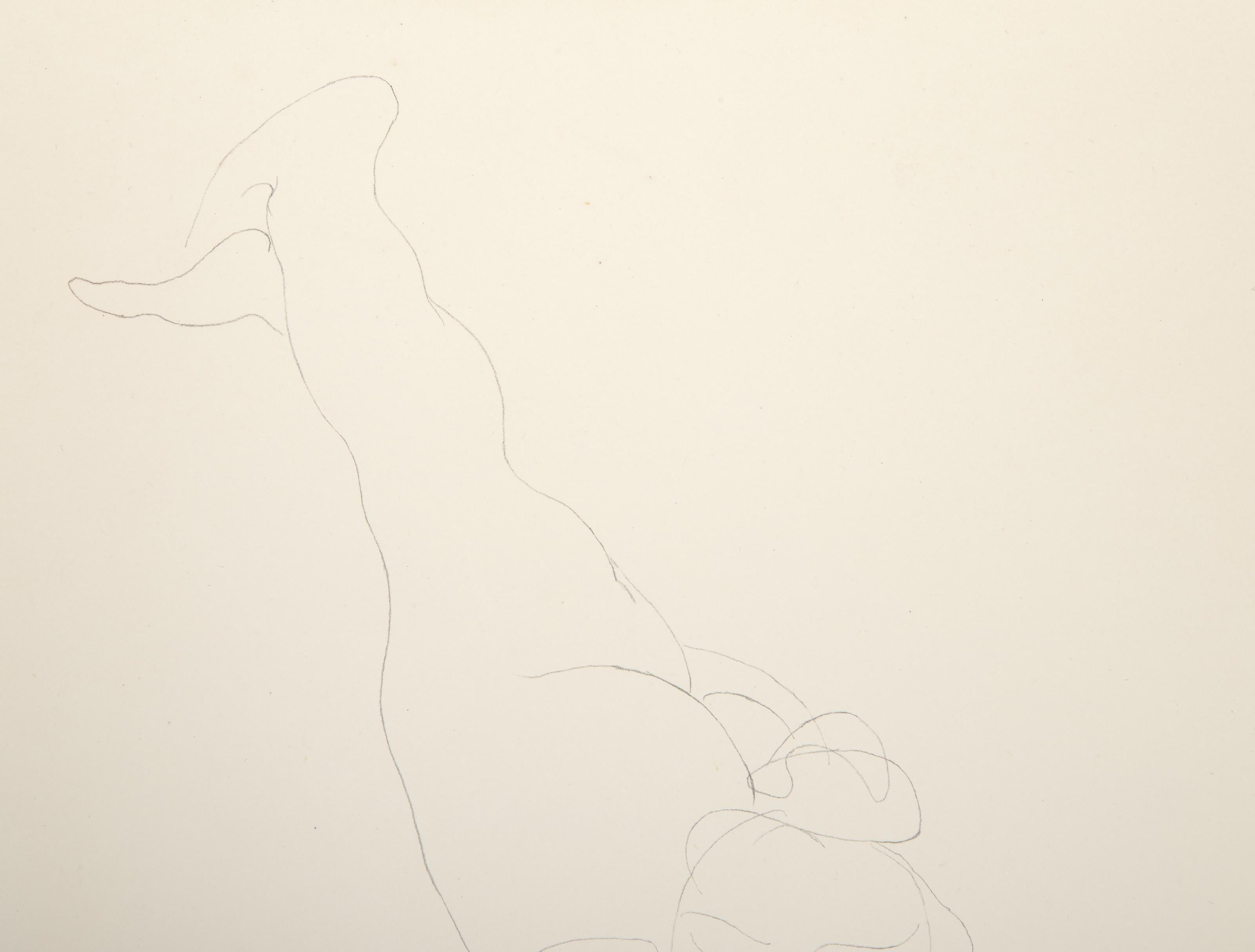 Mujer desnuda tumbada boca abajo, litografía impresionista de Auguste Rodin en venta 2
