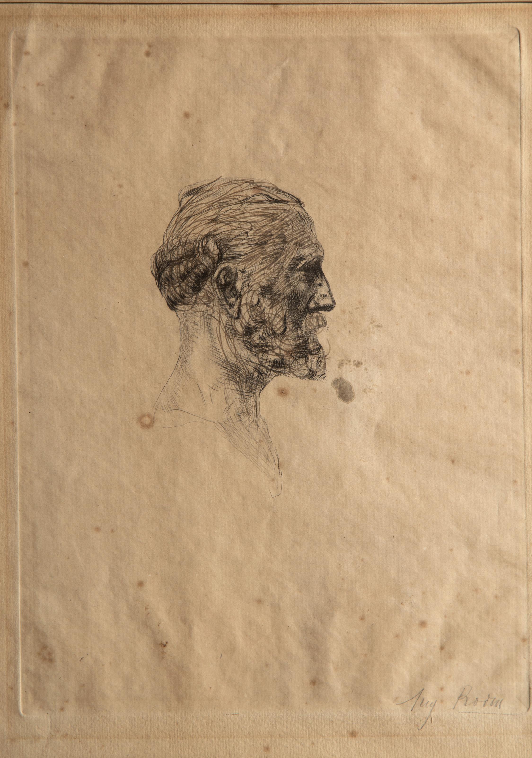 Portrait d'Antonin Proust, Drypoint Etching by Auguste Rodin 1