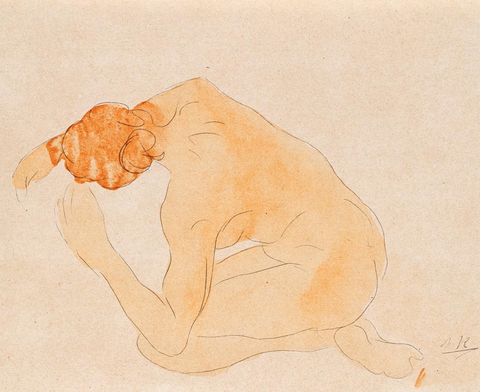Lithograph and stencil on vélin paper. Paper Size: 12.2 x 15 inches. Inscription: Signed in the plate and unnumbered, as issued. Notes: From the folio, Douze aquarelles de Auguste Rodin, 1920. Published by Chez Georg et Cie, Genève; printed by