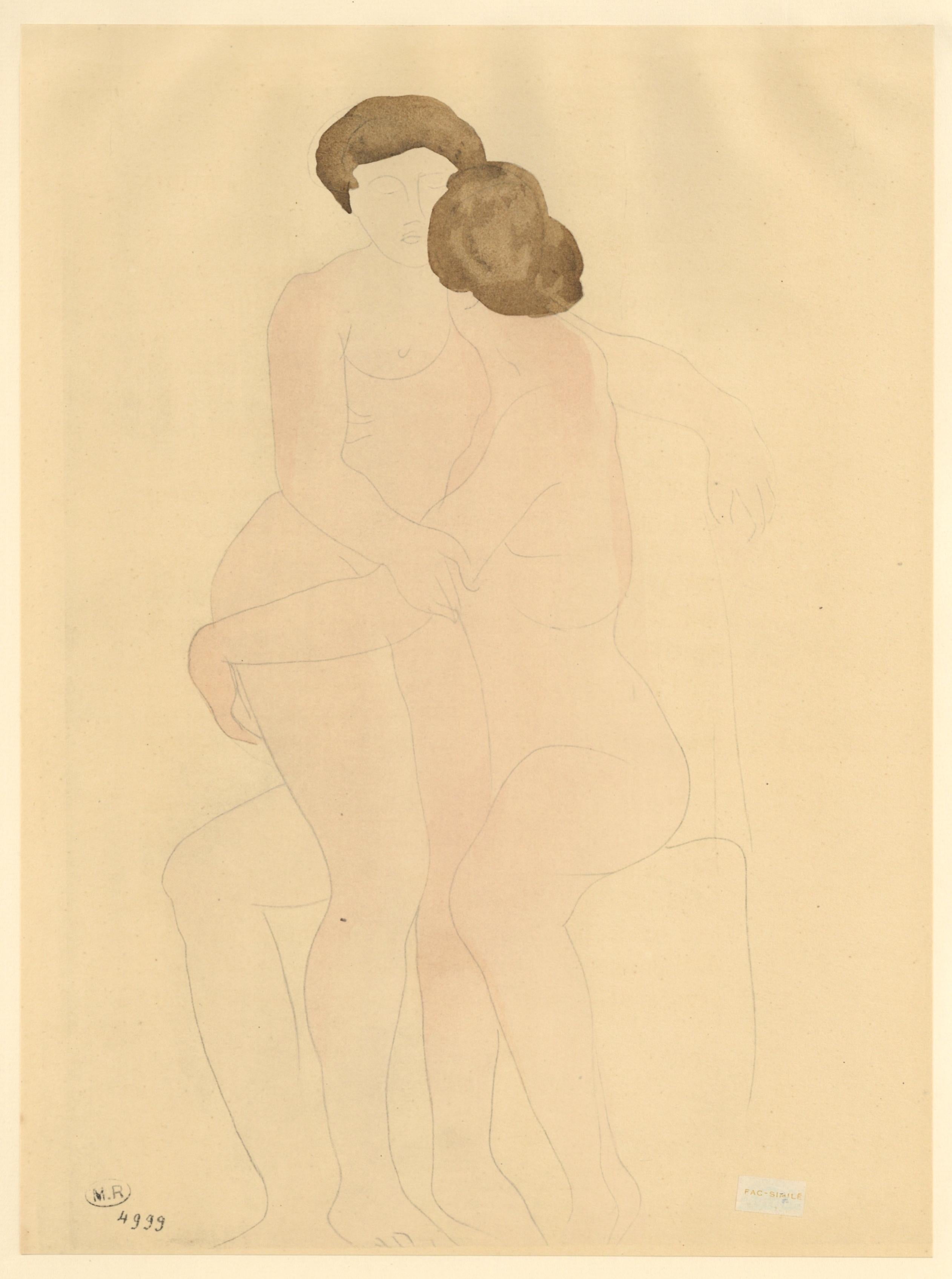 Rodin, Composición, La Varende, Rodin (después) - Landscape Print Naranja de Auguste Rodin