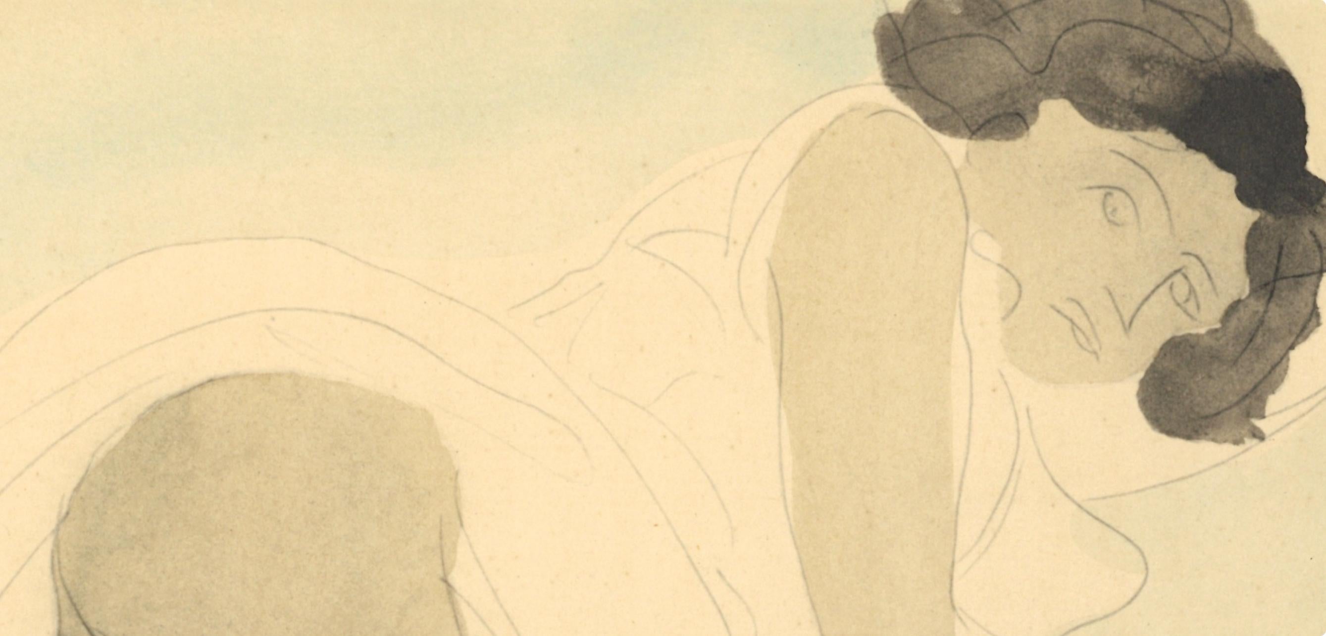 Rodin, Composition, La Varende, Rodin (after) - Orange Landscape Print by Auguste Rodin