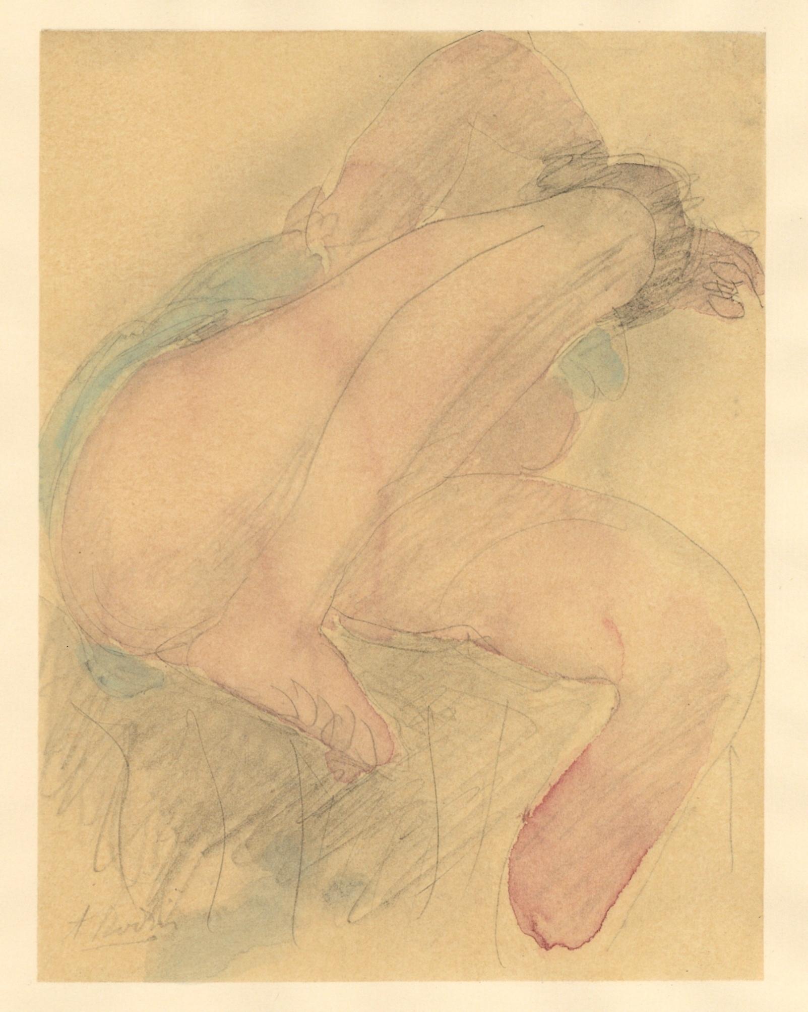 Lithograph and stencil on vélin pur fil paper. Inscription: unsigned and unnumbered, as issued. Good condition. Notes: From the folio, La Varende, Rodin, 1944. Published by Éditions Rombaldi, Paris, under the direction of René Gas, Paris; printed by