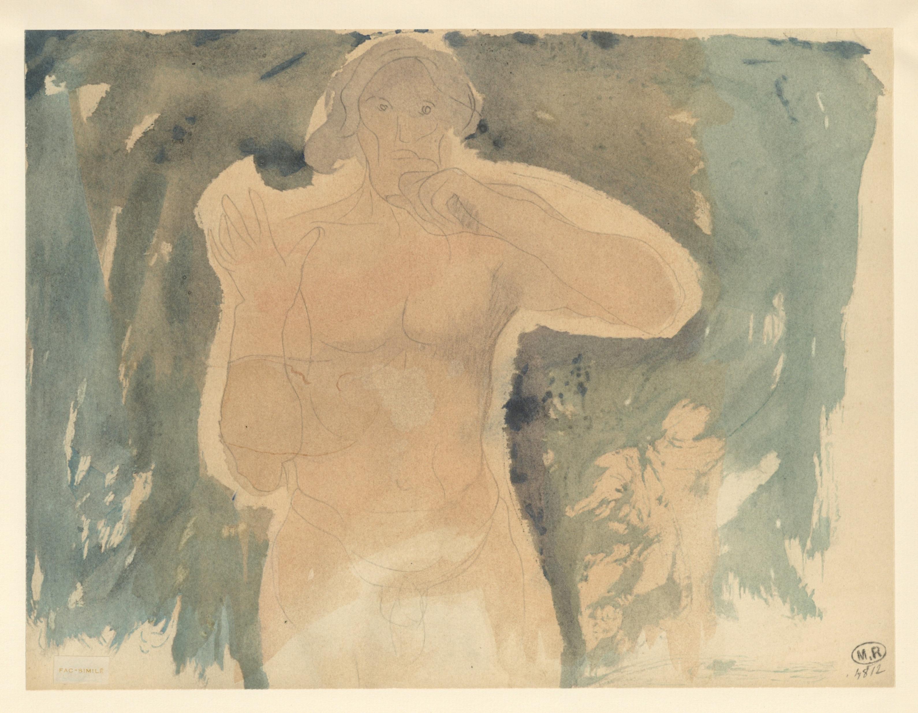 Lithograph and stencil on vélin pur fil paper. Inscription: unsigned and unnumbered, as issued. Good condition. Notes: From the folio, La Varende, Rodin, 1944. Published by Éditions Rombaldi, Paris, under the direction of René Gas, Paris; printed by