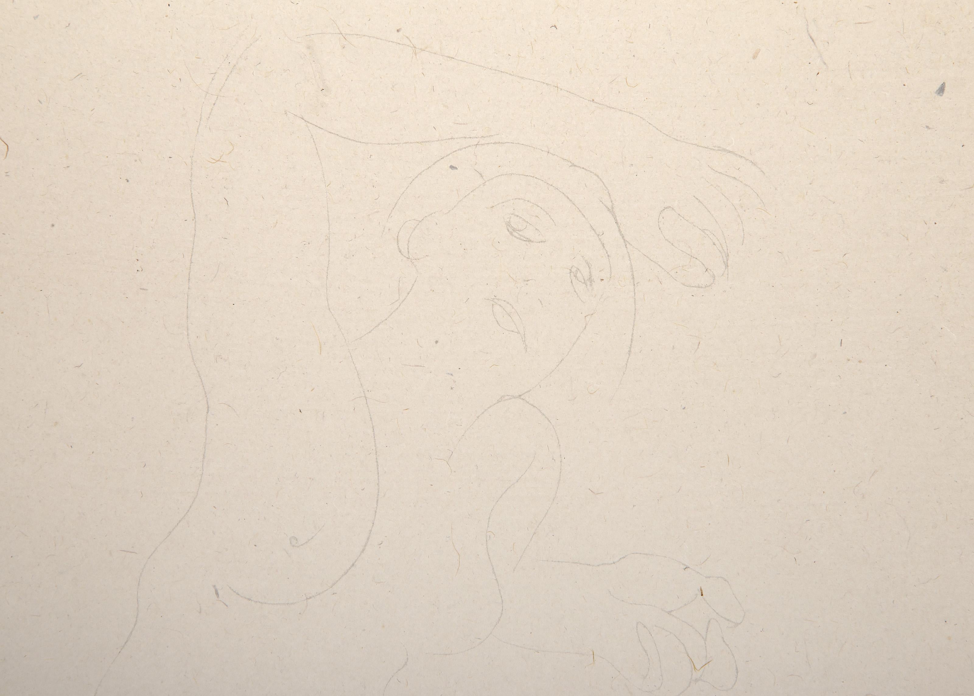 Seated Nude with One Arm Behind Head, Impressionist Lithograph by Auguste Rodin For Sale 2