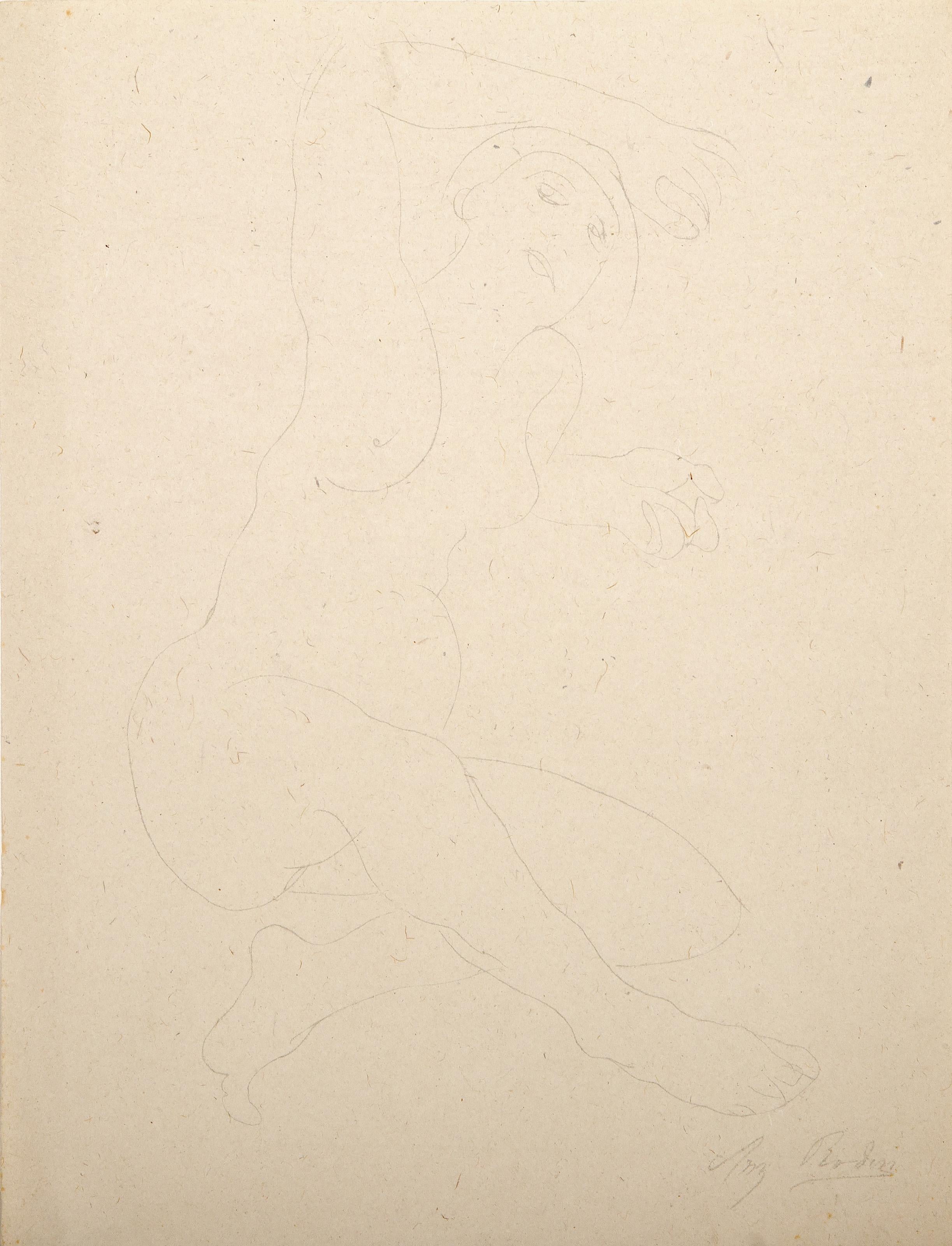  Auguste Rodin, French (1840 - 1917) - Seated Nude with One Arm Behind Head, Year: 1899, Medium: Lithograph on thin laid paper, signed in the plate, Size: 12.5 x 9.75 in. (31.75 x 24.77 cm), Reference: Thorson 131, Description: From the collection