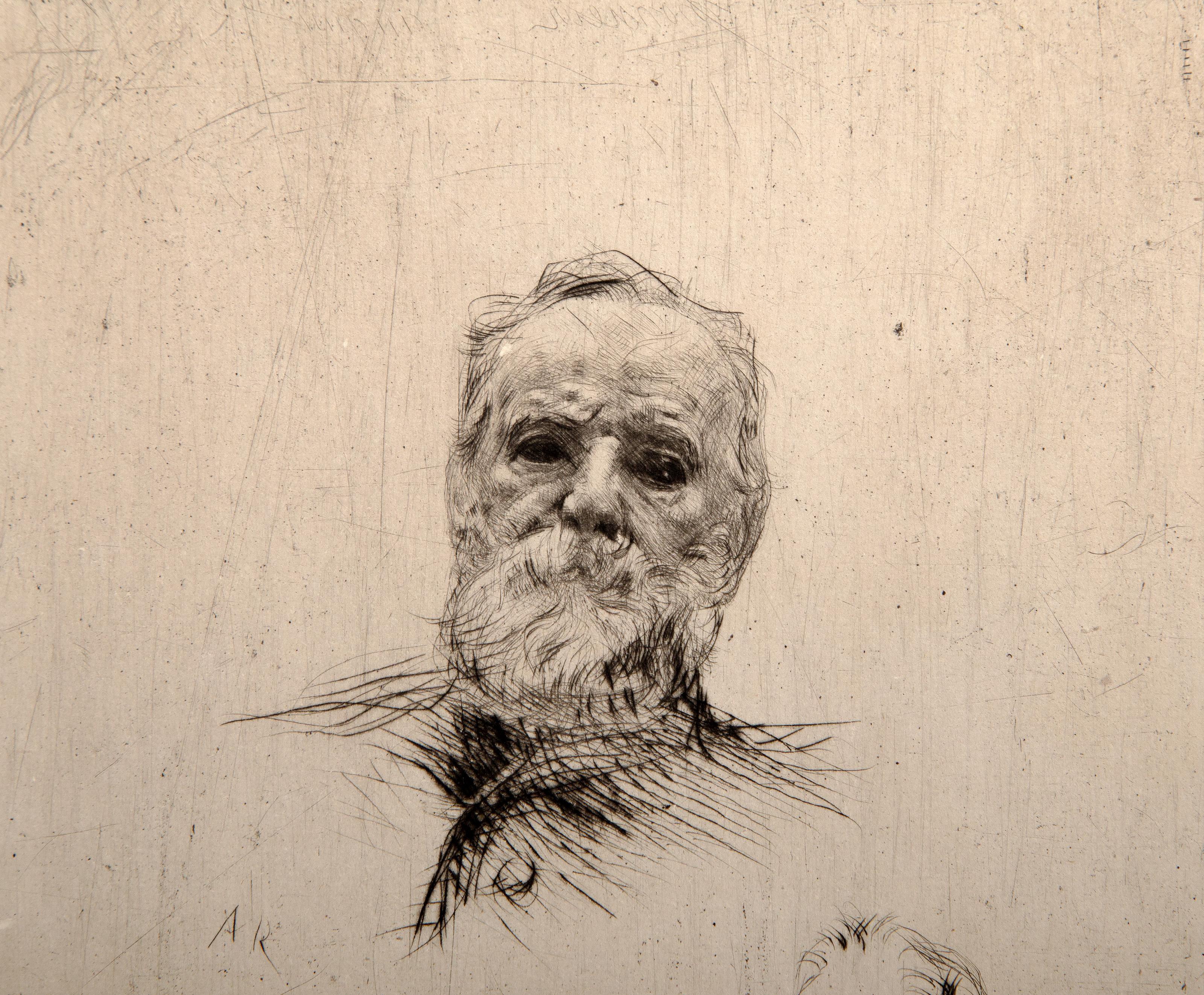 Victor Hugo, de Face (State 5), Impressionist Etching by Auguste Rodin For Sale 1