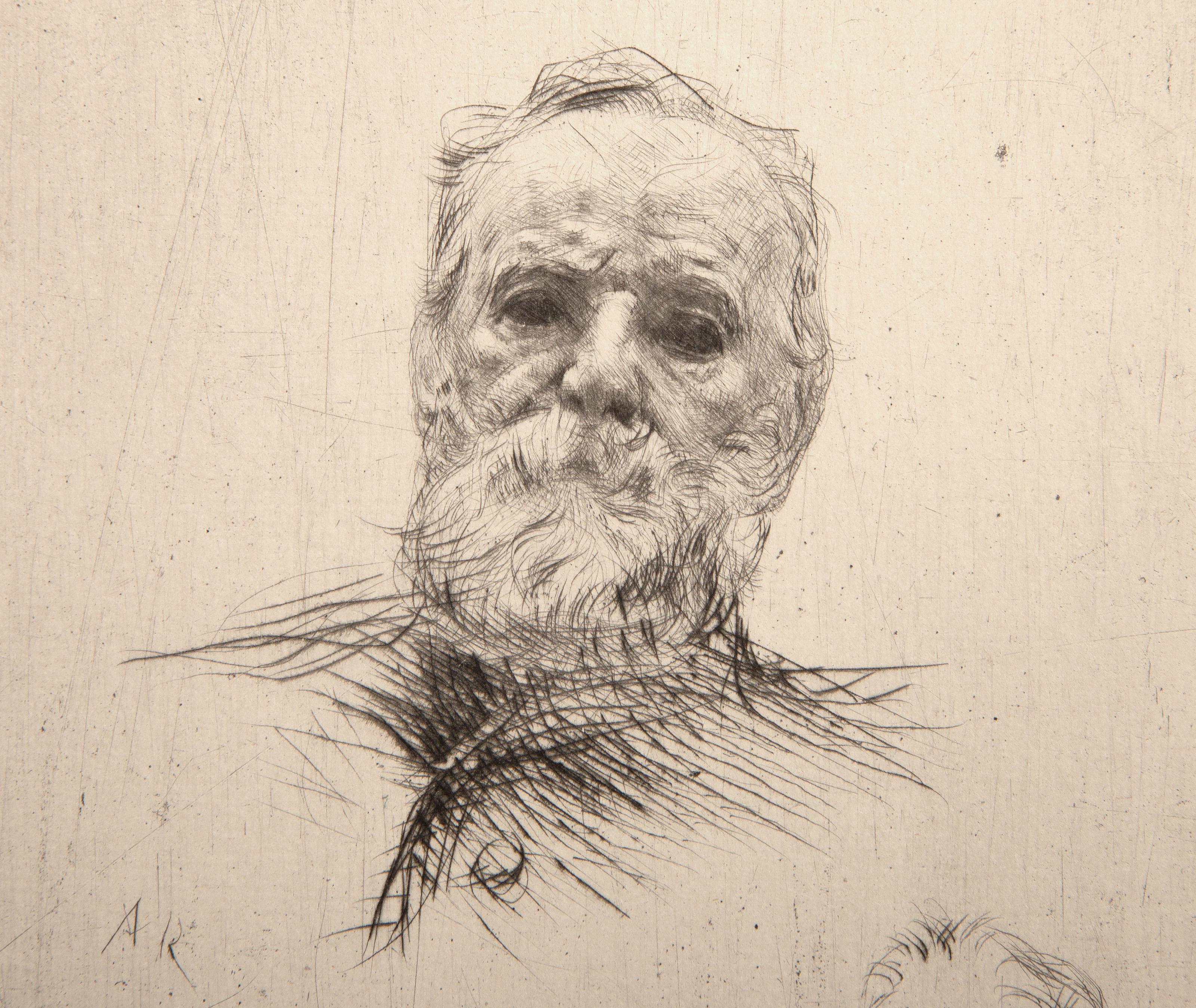 Victor Hugo, de Face (State 6), Impressionist Etching by Auguste Rodin For Sale 1