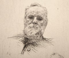 Victor Hugo, de Face (State 6), Impressionist Etching by Auguste Rodin
