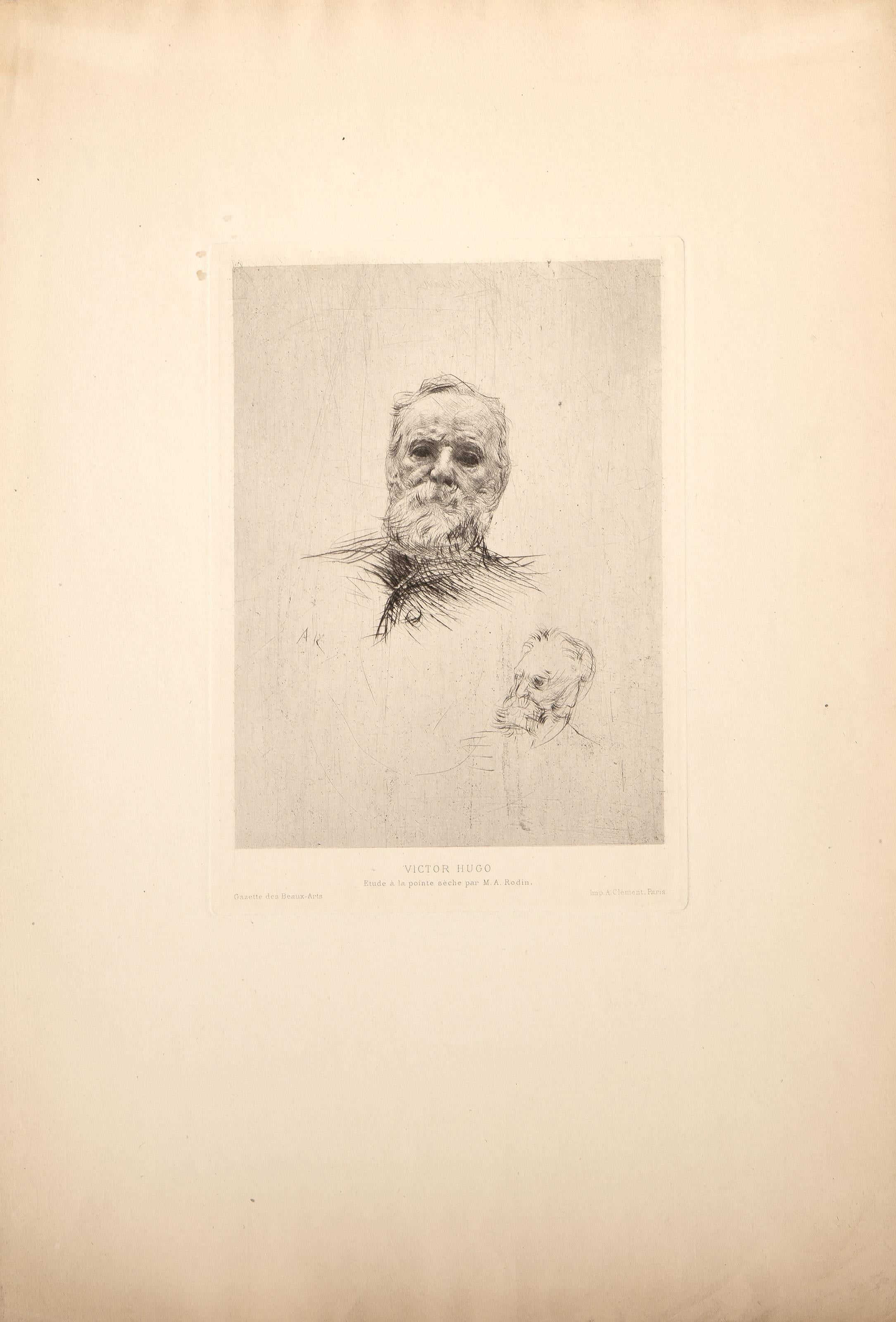 Victor Hugo, de Face (State 6), Impressionist Etching by Auguste Rodin For Sale 3