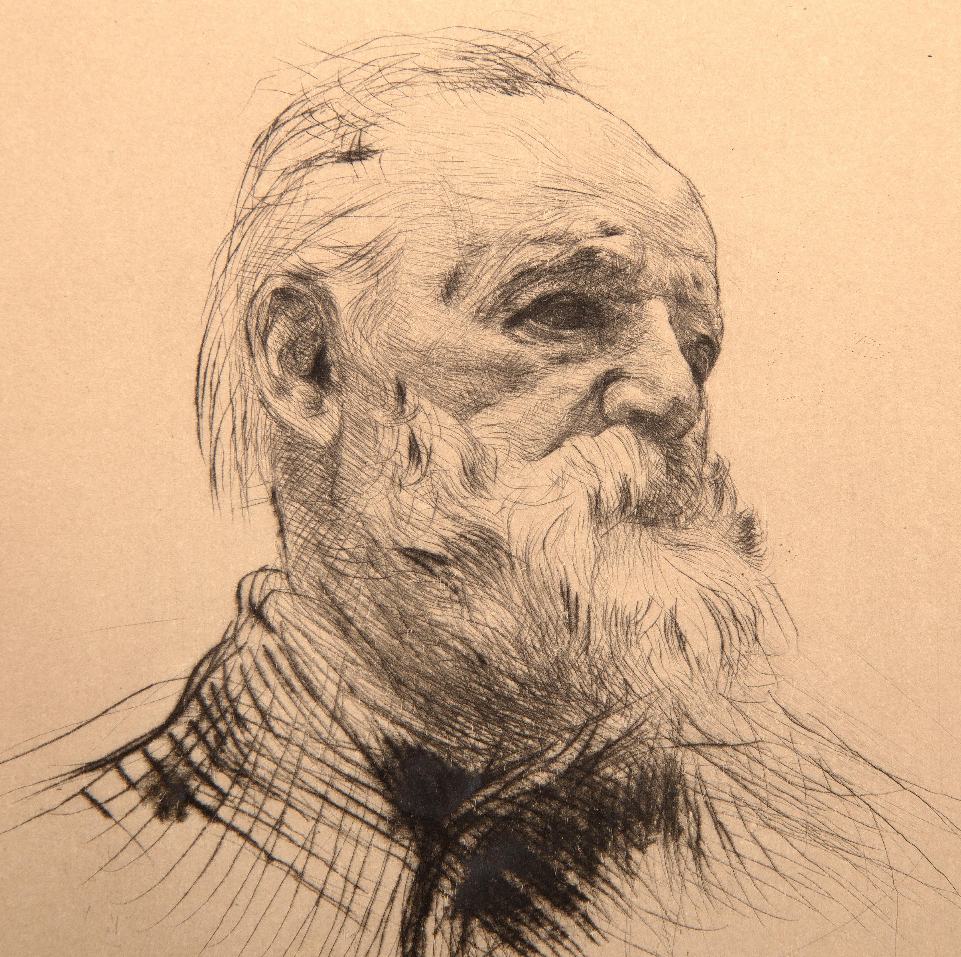 Victor Hugo, de Trois Quarts State Six, Impressionist Etching by Auguste Rodin 1