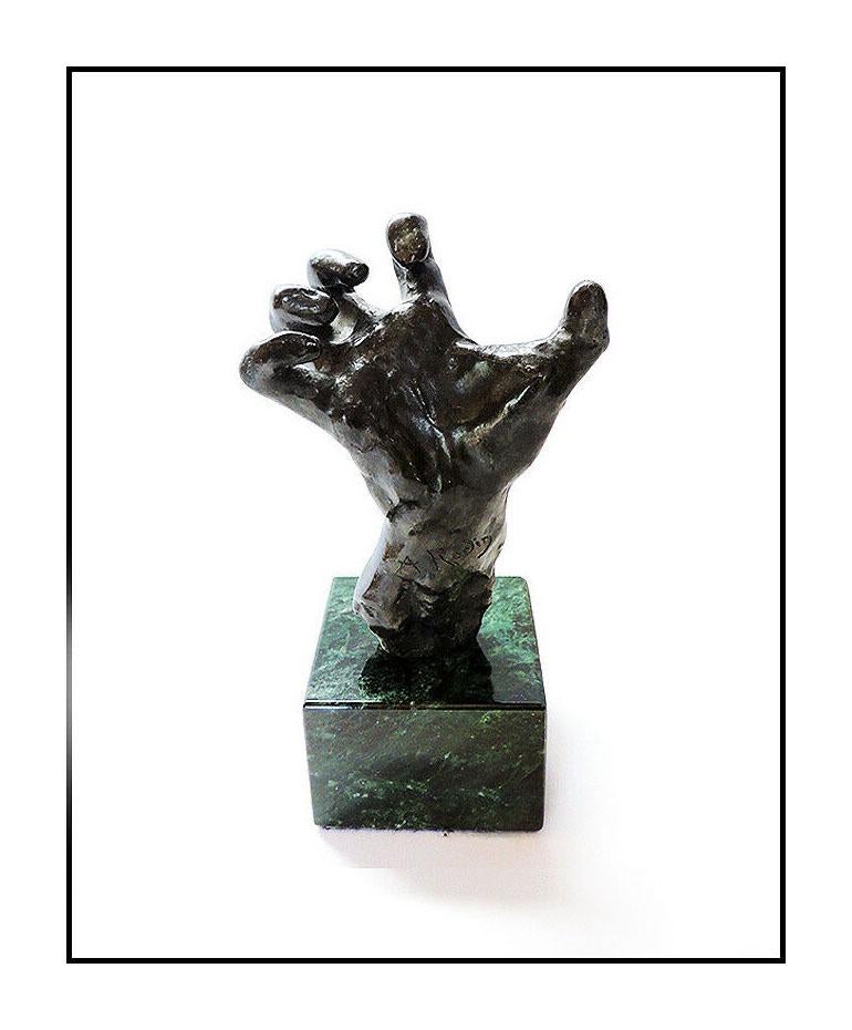 Auguste Rodin Clenched Hand Bronze Sculpture Signed Gantz Foundry Authentic Art 1