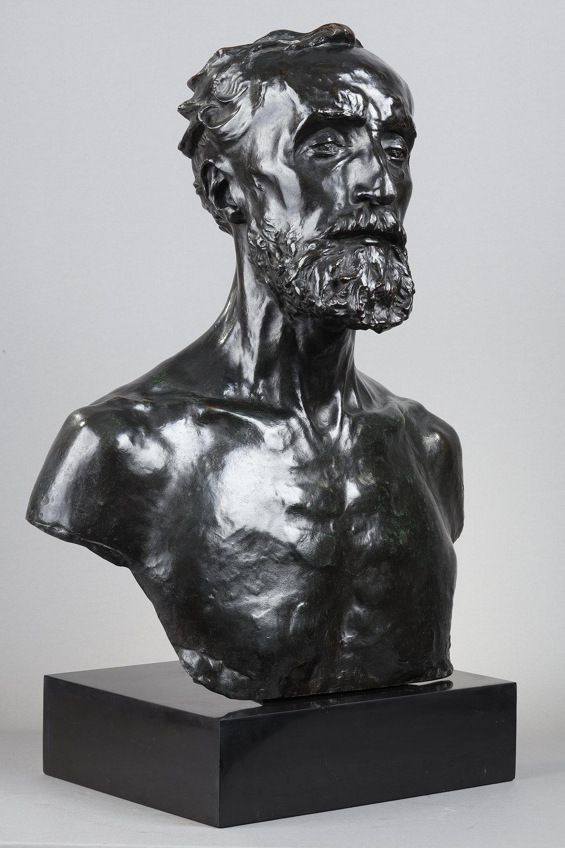 Busto de Jules Dalou - Figurative Sculpture Oro de Auguste Rodin