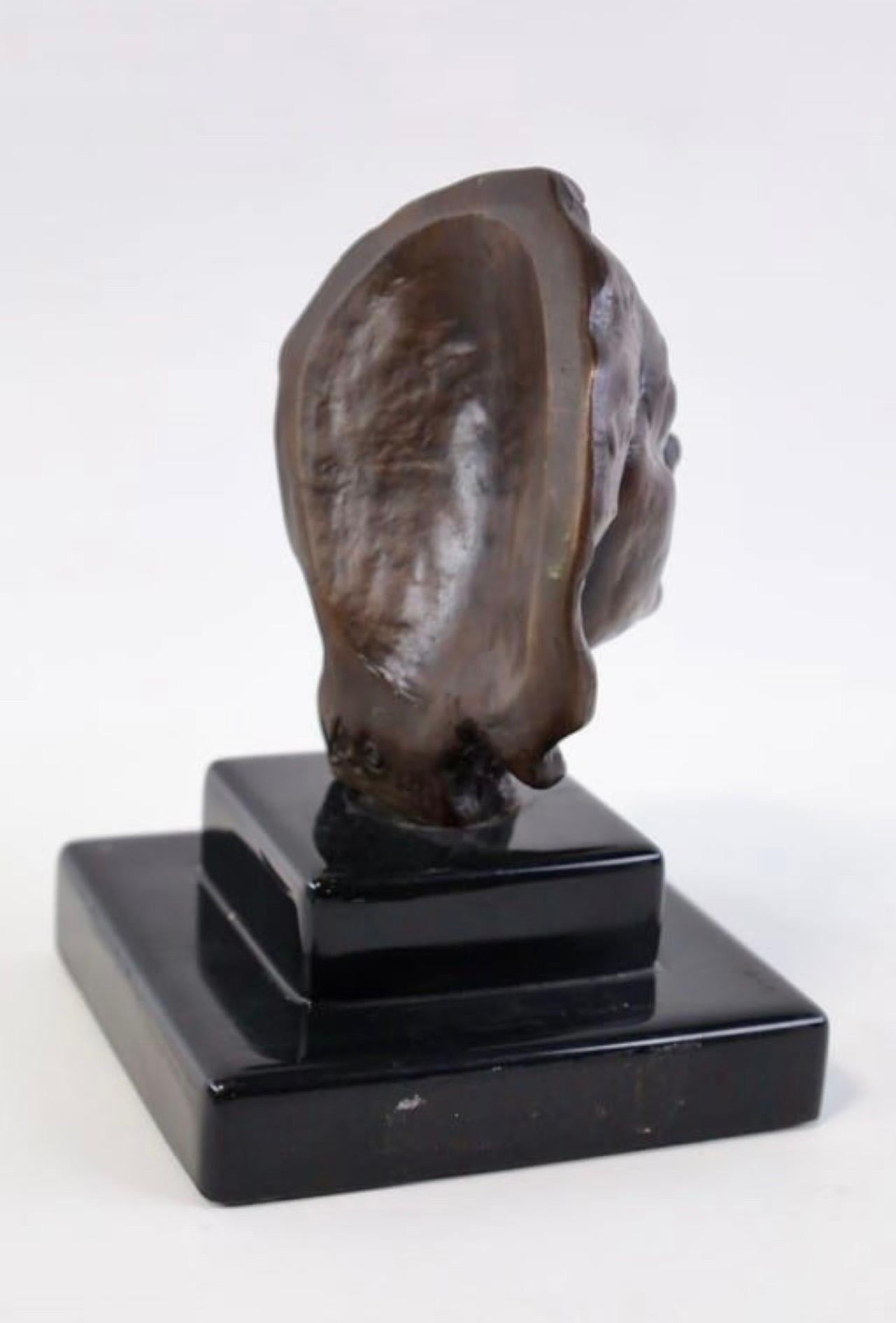 Small Bronze Sculpture Cast Head After Rodin 