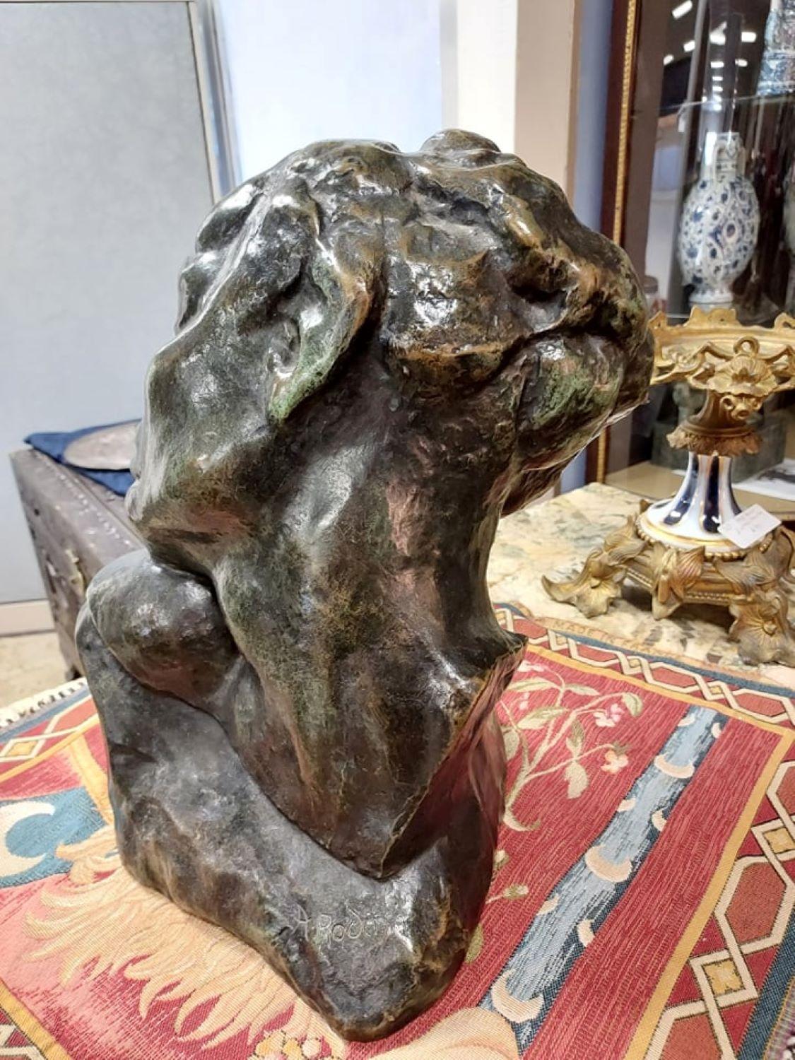 Head of Lust Bronze  signed After  A. Rodin  - Gold Figurative Sculpture by Auguste Rodin