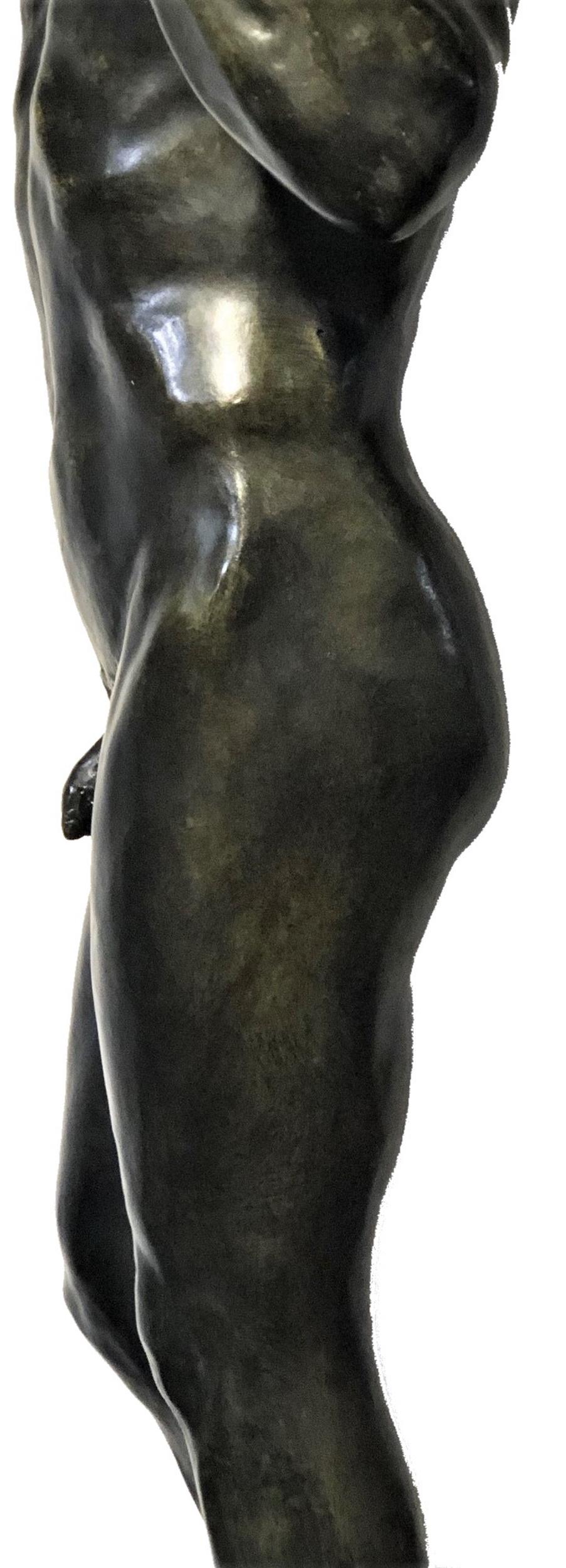 Auguste Rodin, Age of Bronze, Male Nude Patinated Bronze Statue Re-Cast, XX C. For Sale 5