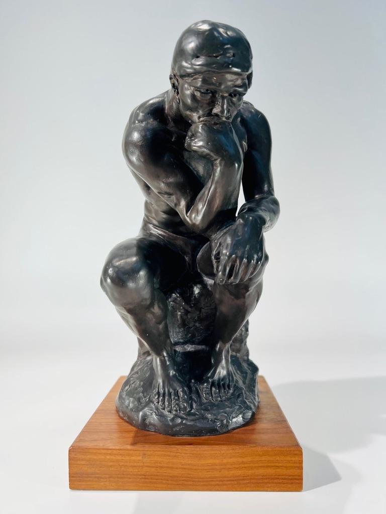 Incroyable reproduction museu en plâtre et bois de la sculpture d'Auguste Rodin 