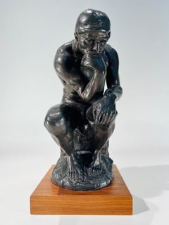 Auguste Rodin french museu reproduction in plaster and wood signed "Le Penseur"