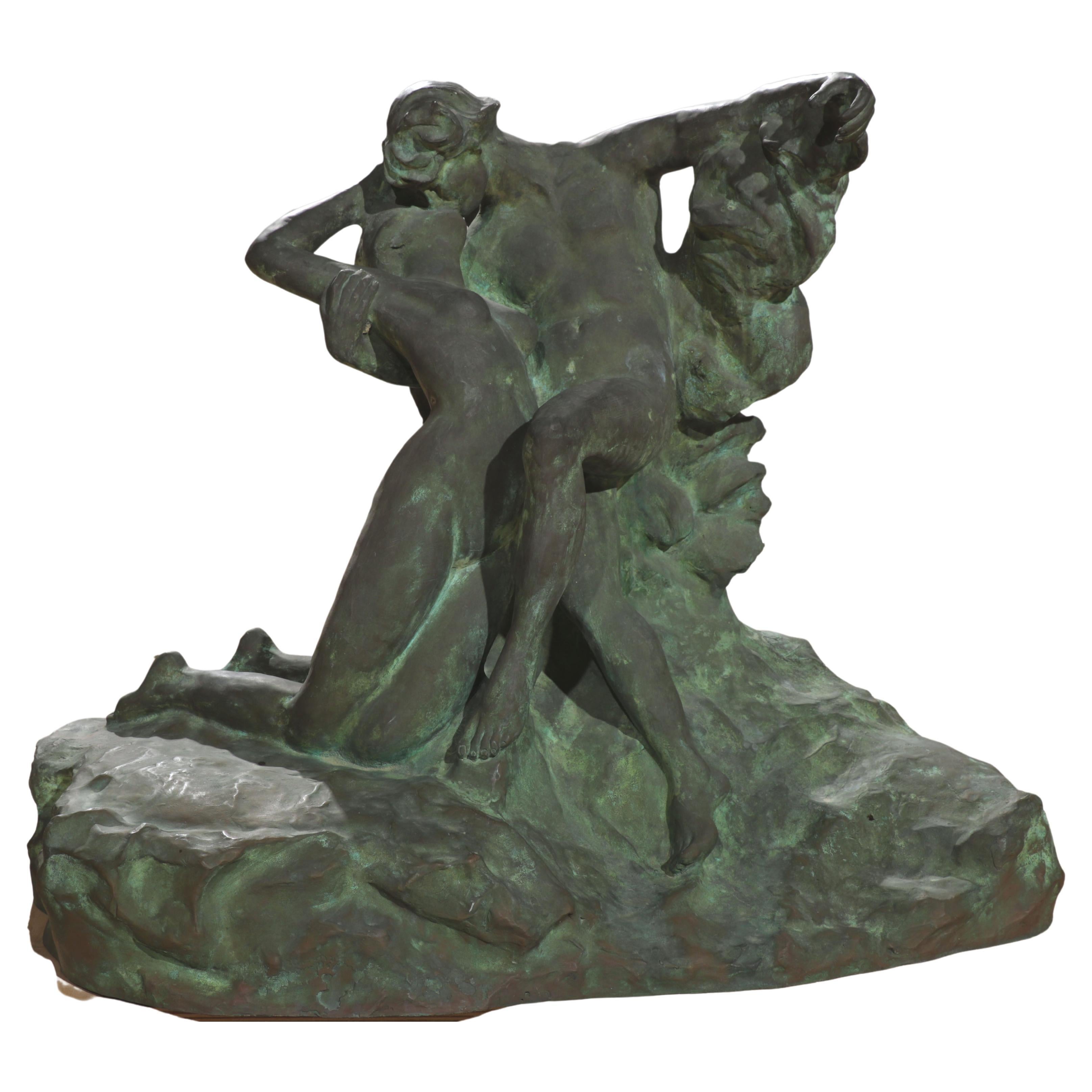 This is a bronze statue Auguste Rodin Eternal Springtime reproduction. It is based on the couple, Paolo and Francesca, the passionate lovers from the fifth canto of Dante's Inferno. This sculpture was cast in the traditional Lost Wax process with