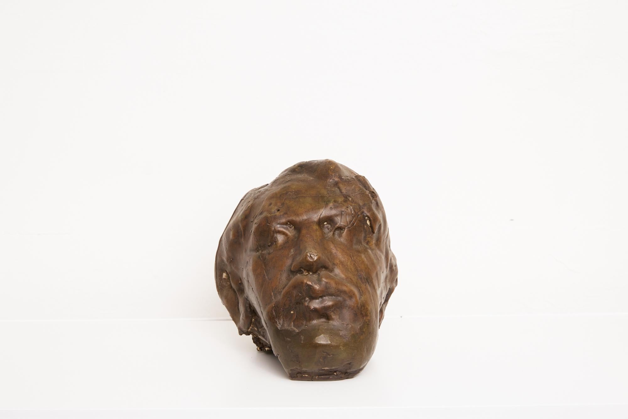 Auguste Rodin Style Cast Bronze Head Sculpture 1