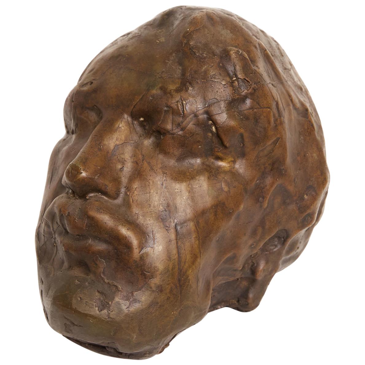 Auguste Rodin Style Cast Bronze Head Sculpture