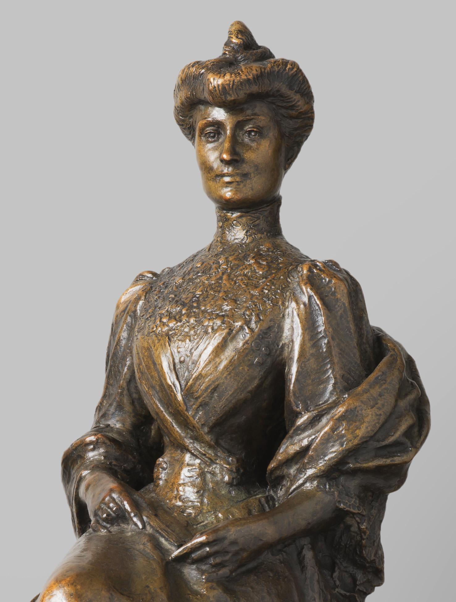 Seated Woman with a Fan - Sculpture by Auguste Seysses