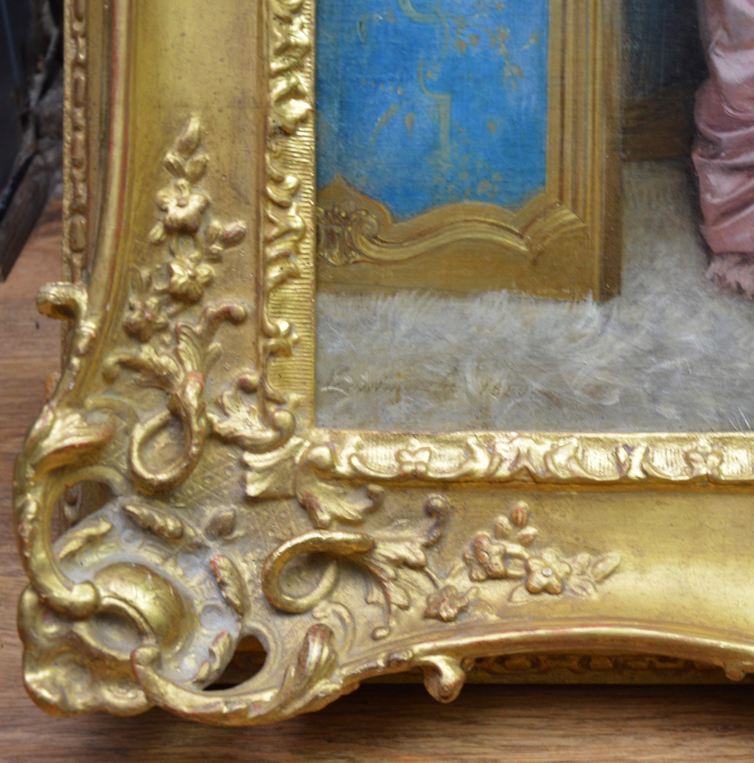 Dichiarazione d'amore - Ritratto a olio su tela della French Belle Epoque del 19° secolo 6