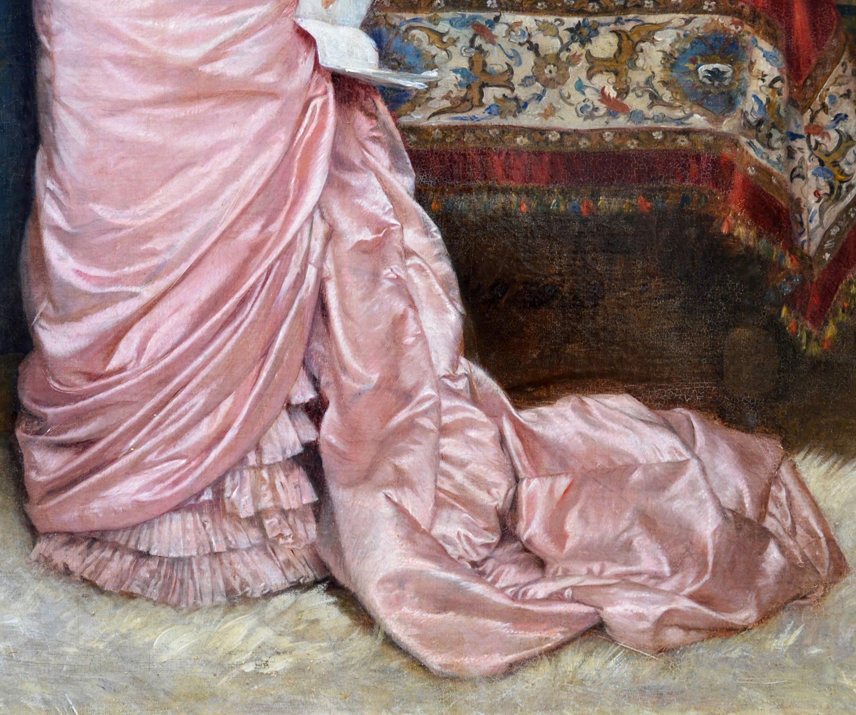 Dichiarazione d'amore - Ritratto a olio su tela della French Belle Epoque del 19° secolo 1