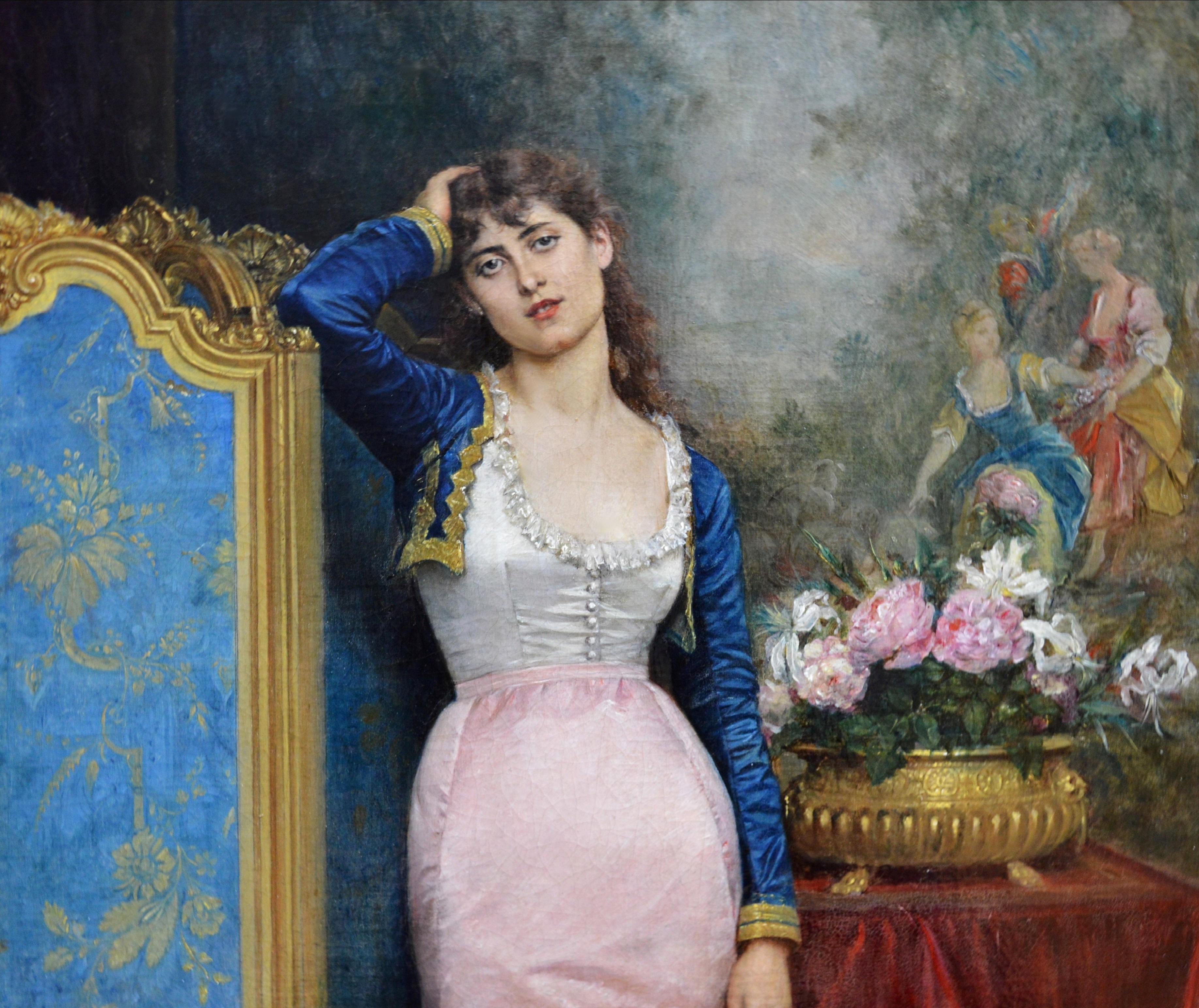Dichiarazione d'amore - Ritratto a olio su tela della French Belle Epoque del 19° secolo 2