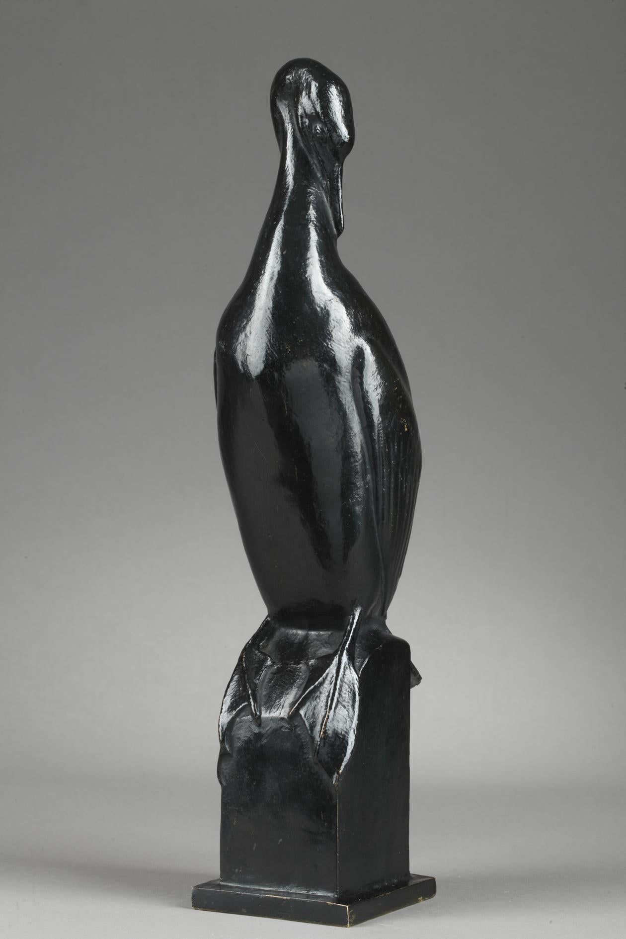 Cormorant - Sculpture by Auguste Trémont